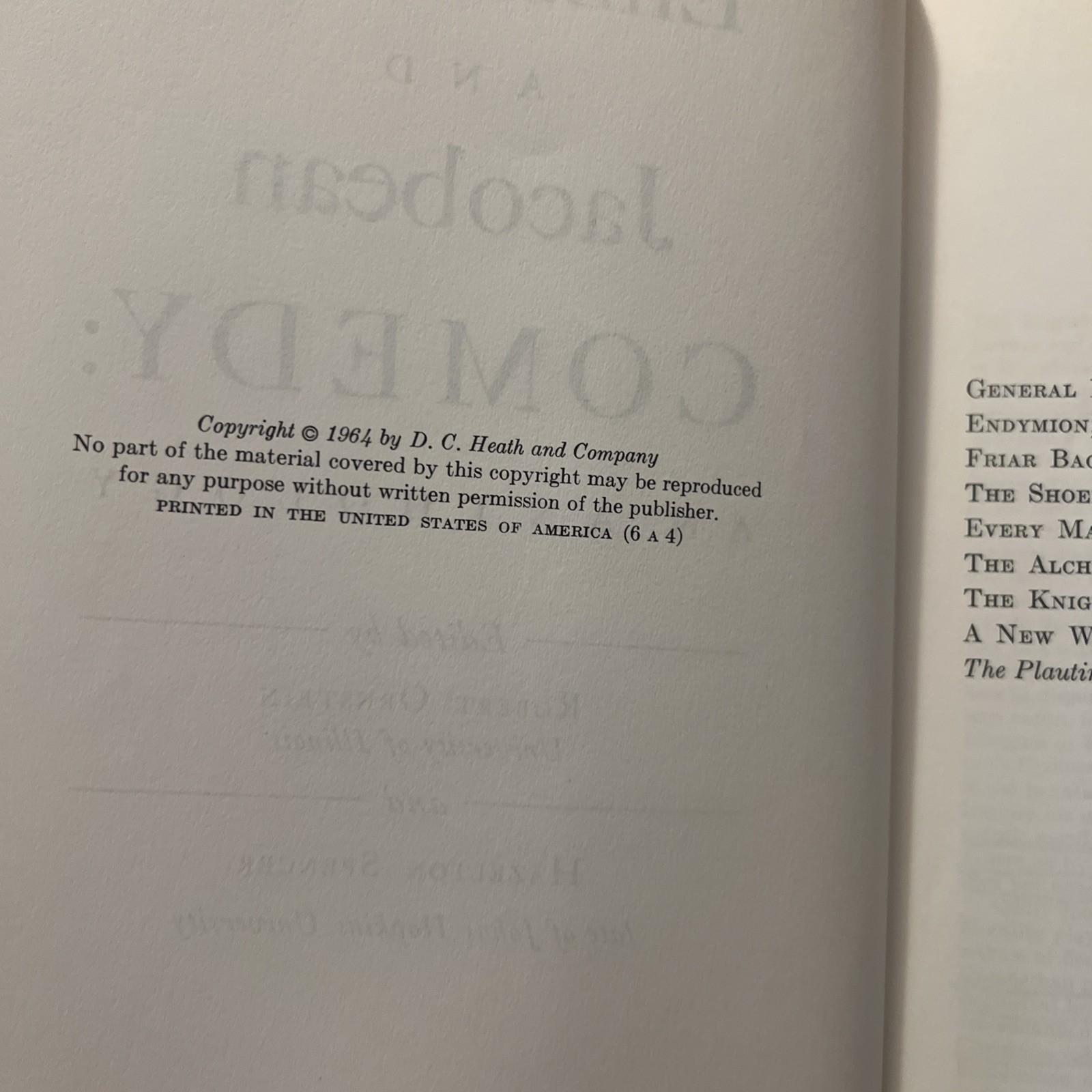 Elizabethan & Jacobean, comedy /Tragedy, Ornstein-Spencer 1964