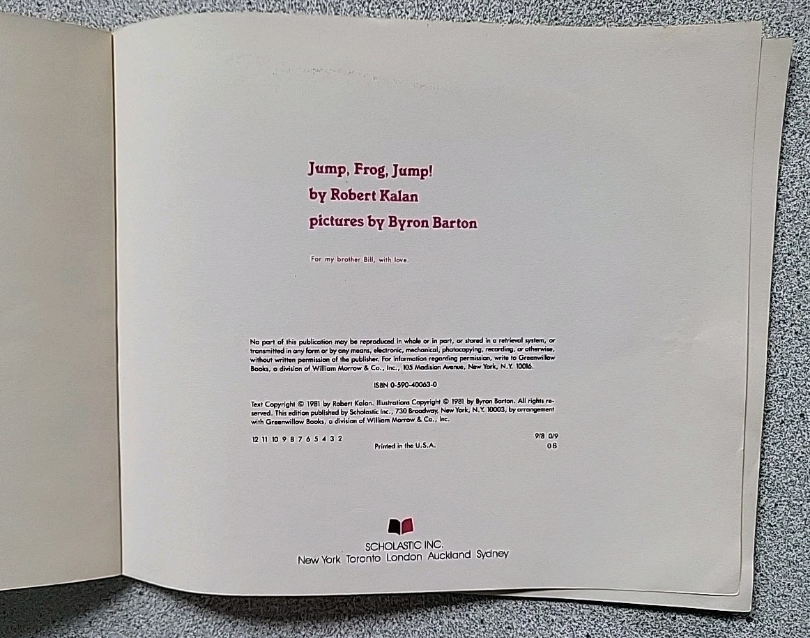 1986 JUMP, FROG, JUMP! by Robert Kalan :English, Spanish vintage children’s book