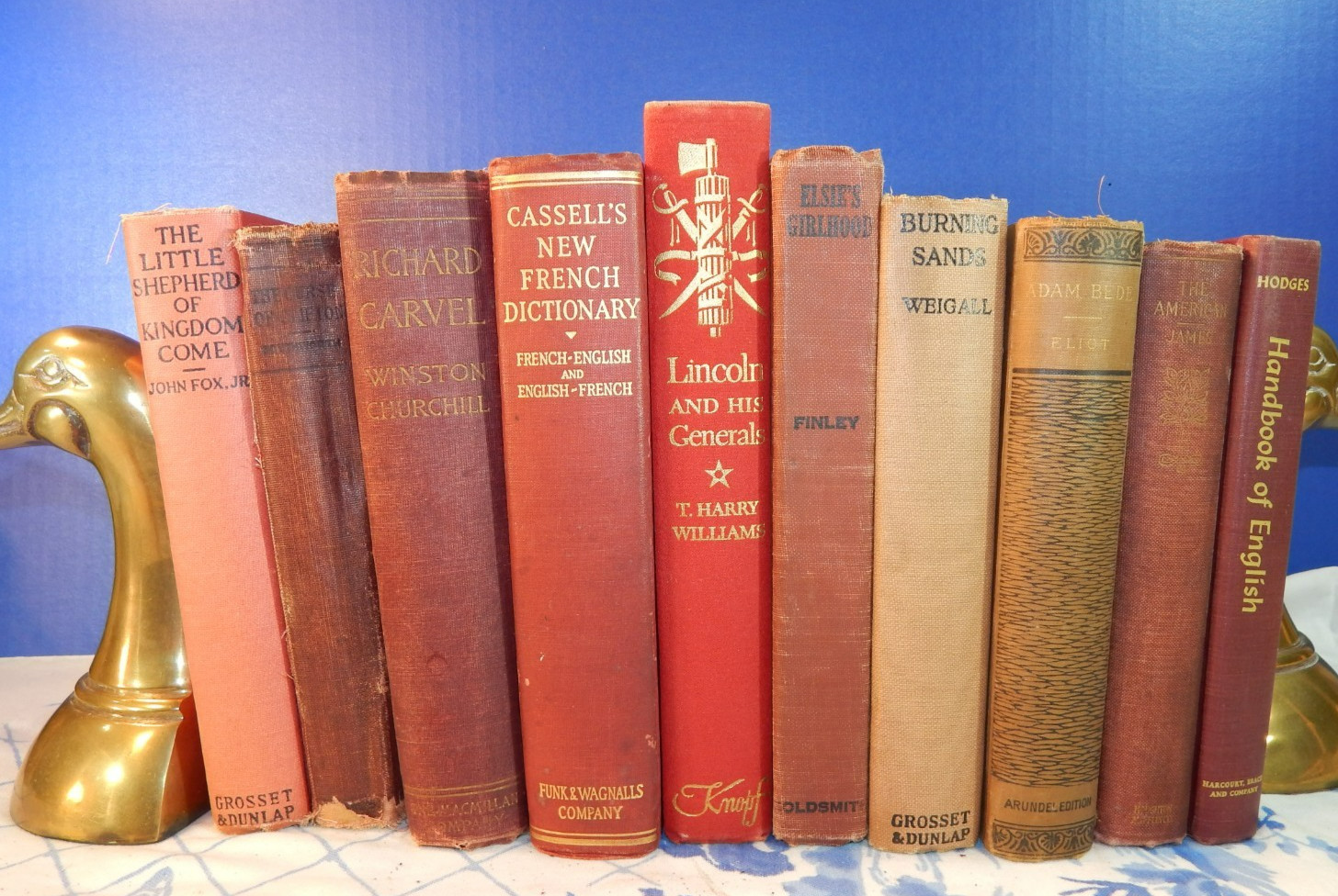 Antique Vintage Old Books Farmhouse Library Shabby Cottage Decor Wedding Reds