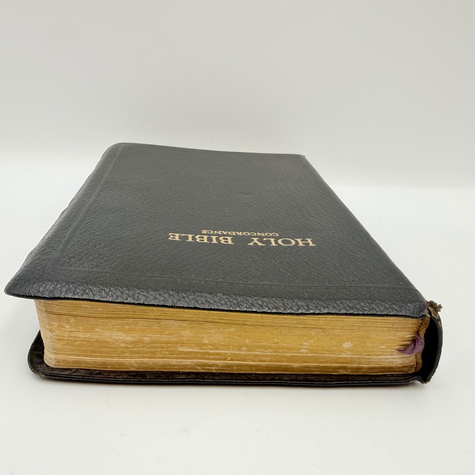 Vintage 1966 World Publishing Holy Bible KJV Red Letter Genuine Leather Black