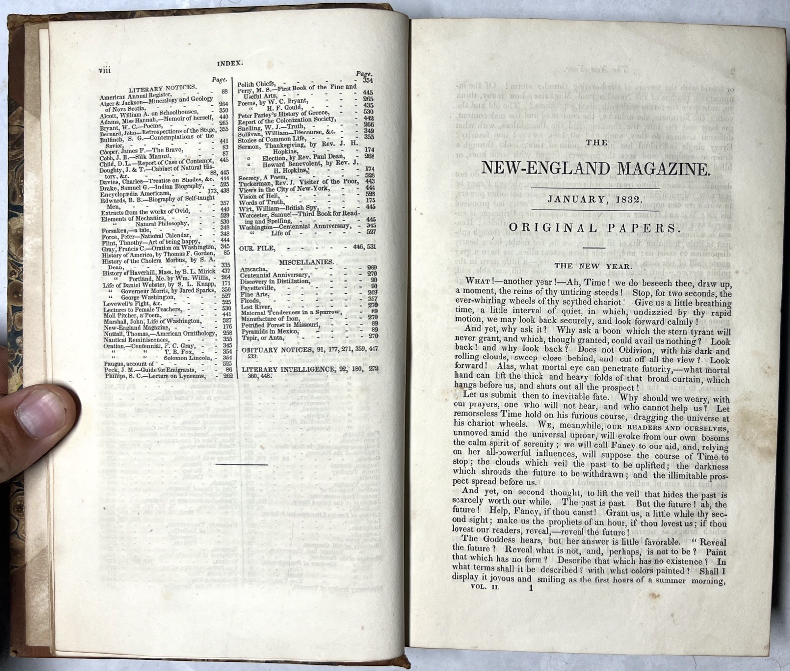 1832 NEW ENGLAND MAGAZINE BUCKINGHAM VOL II JAN-JUNE OREGON MAINE NEW HAVEN RARE