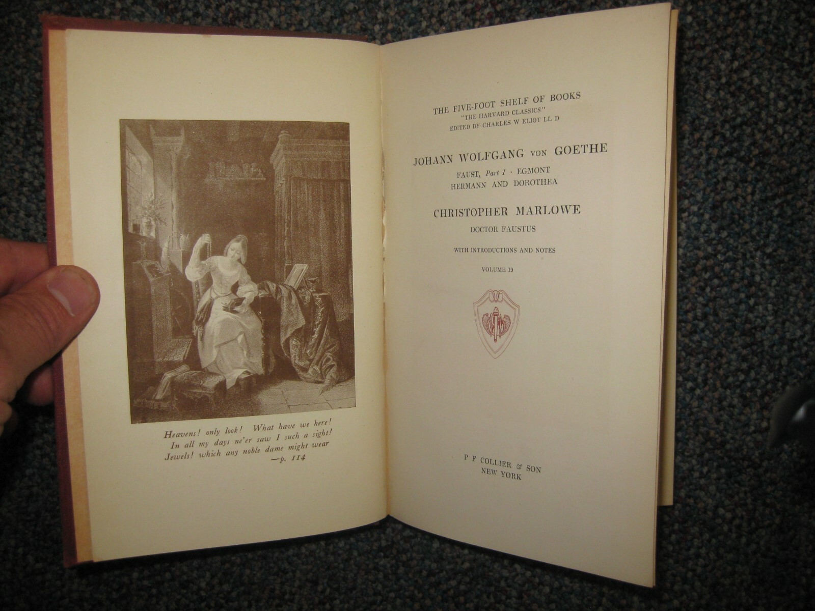 1909 Harvard Classics #19 Faust, Egmont, etc. VG