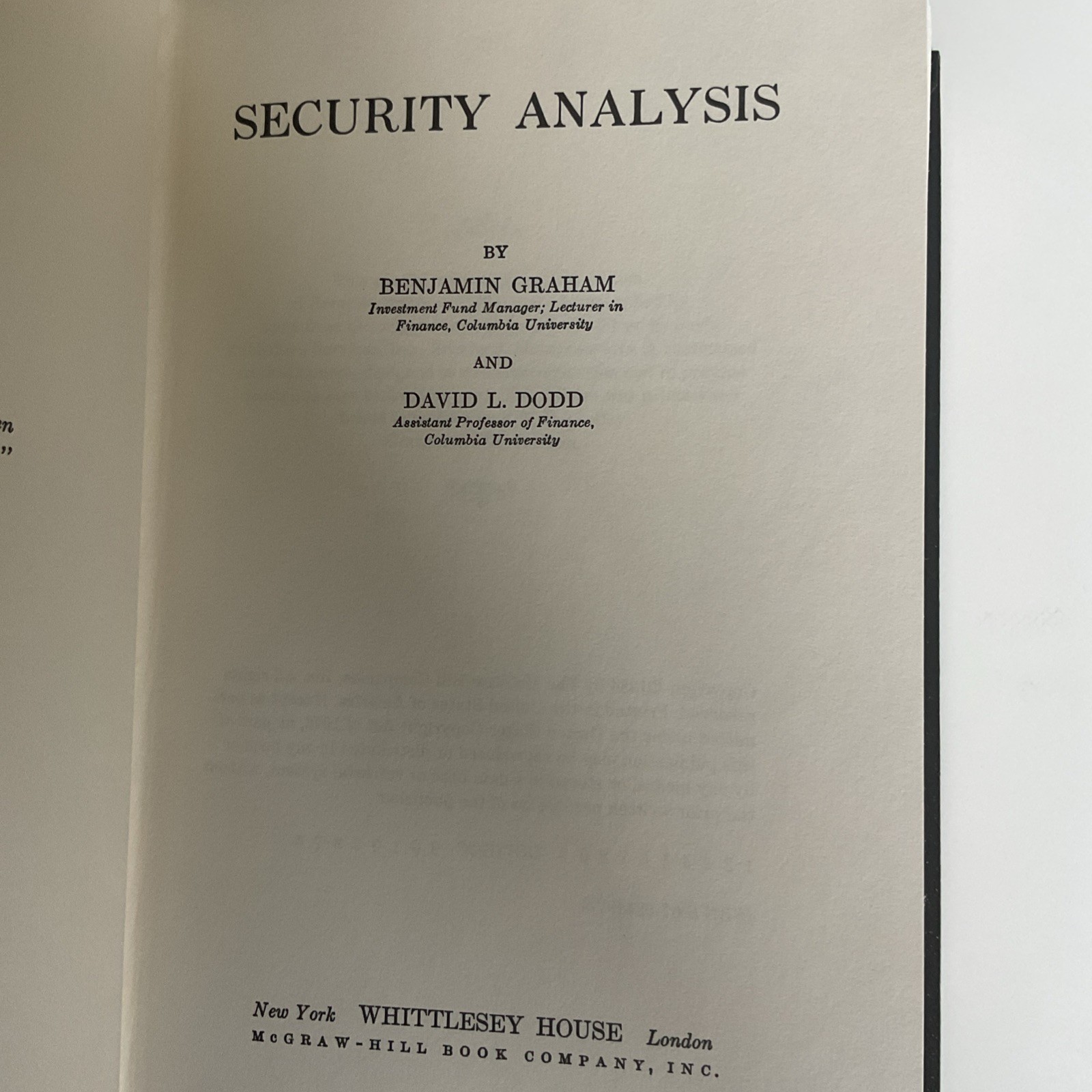 RARE Security Analysis Benjamin Graham Leatherbound Limited Edition