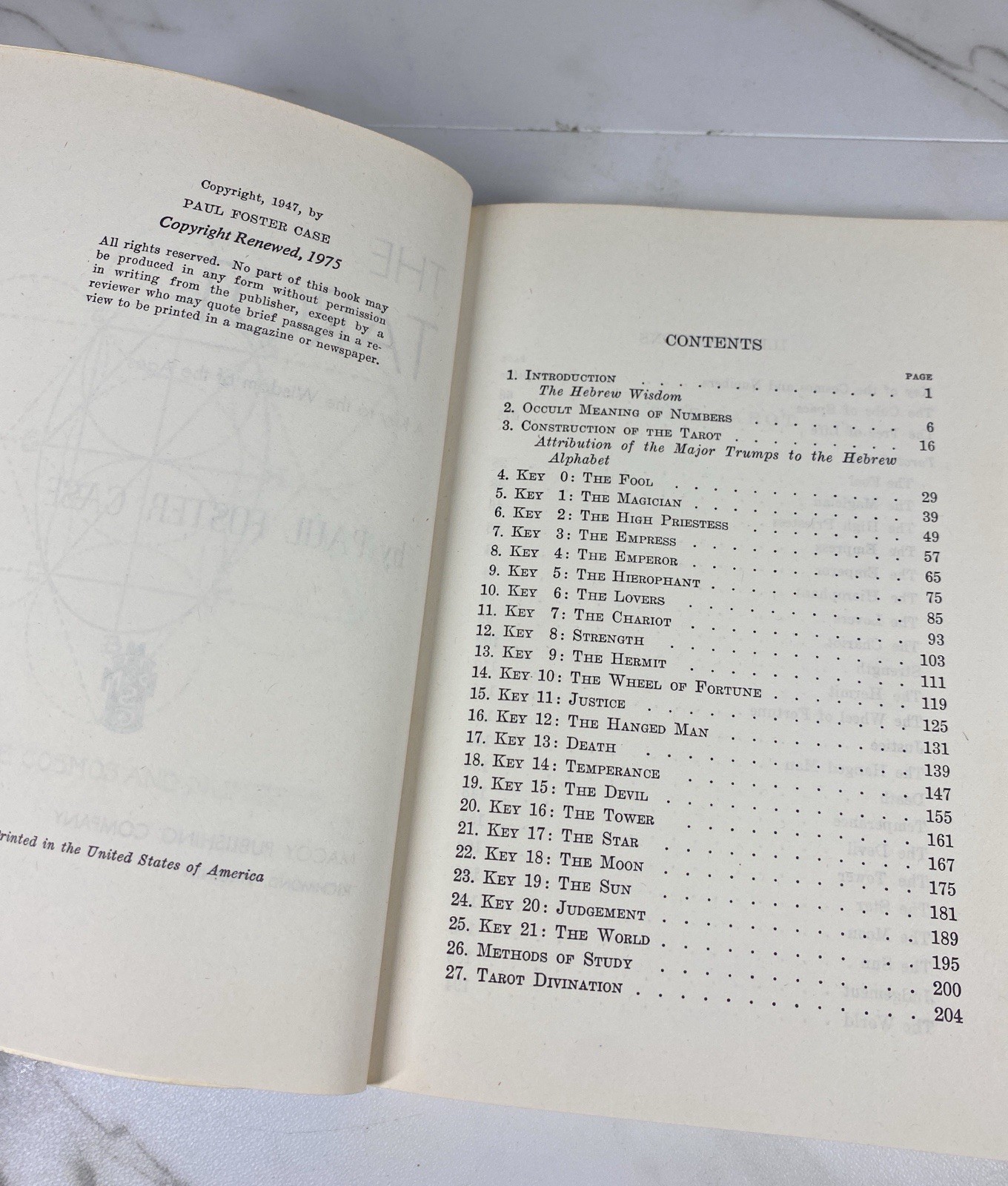The Tarot: A Key To The Wisdom Of The Ages by Paul Foster Case 1975 Paperback