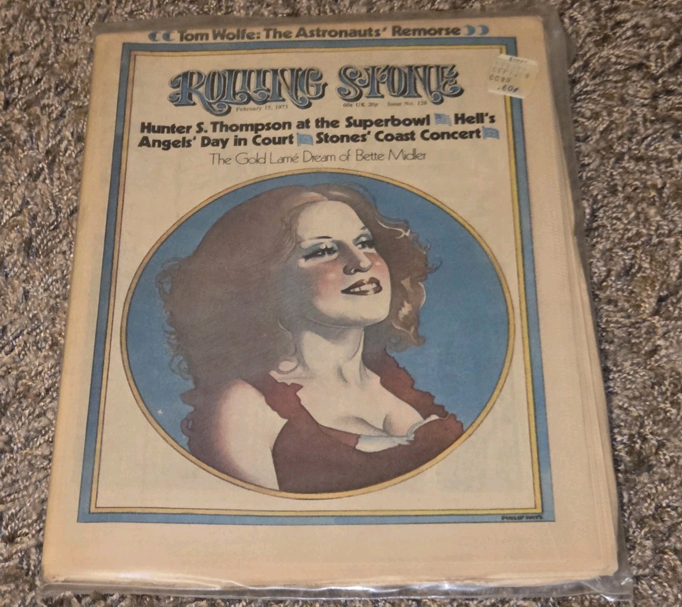 ROLLING STONE #128 BETTE MIDLER Cover Feb 15 1973 HUNTER THOMPSON @ SUPERBOWL