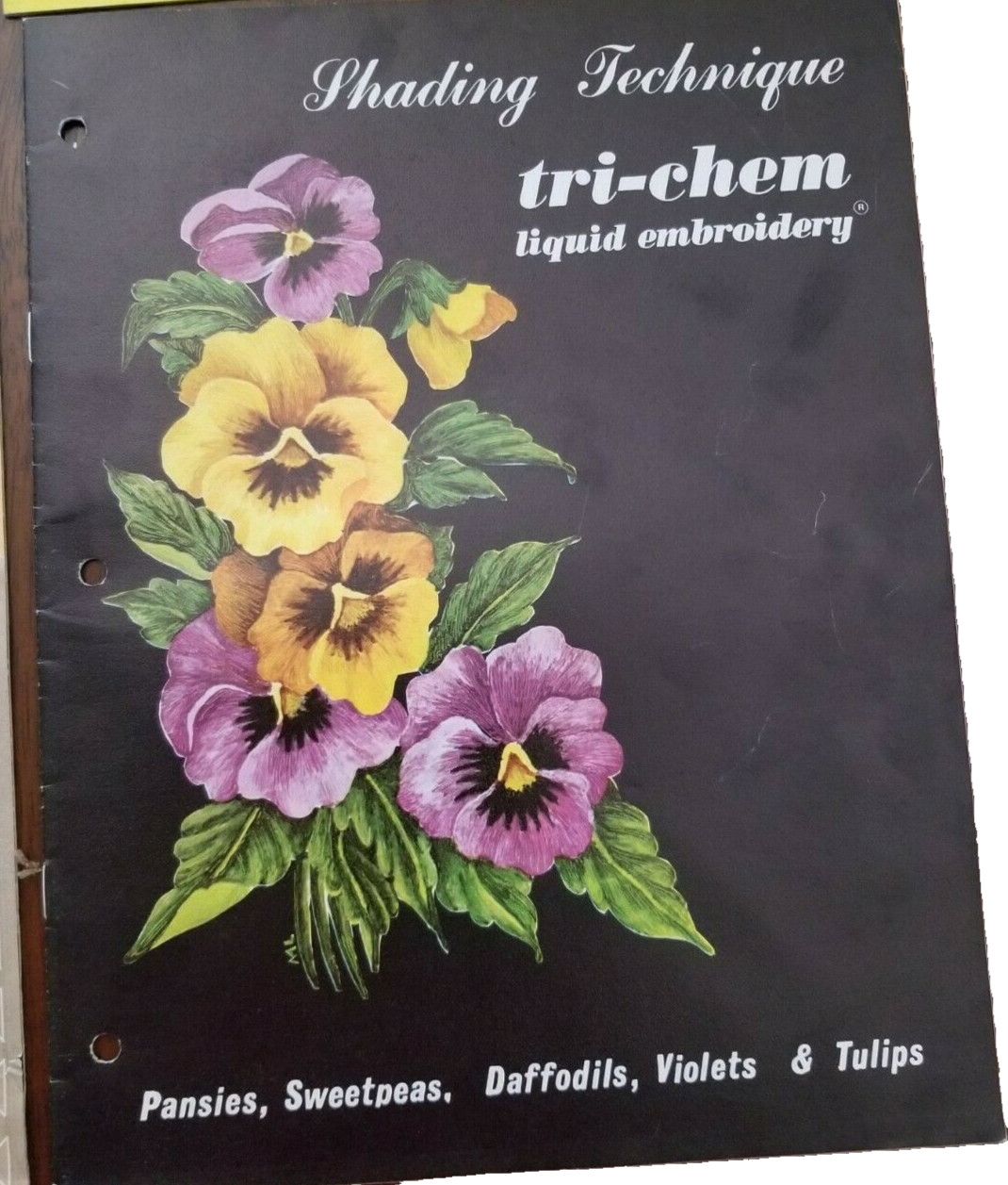 Vintage Tri-chem Liquid Embroidery Shading Technique book 1963 PB Pansies Tulips