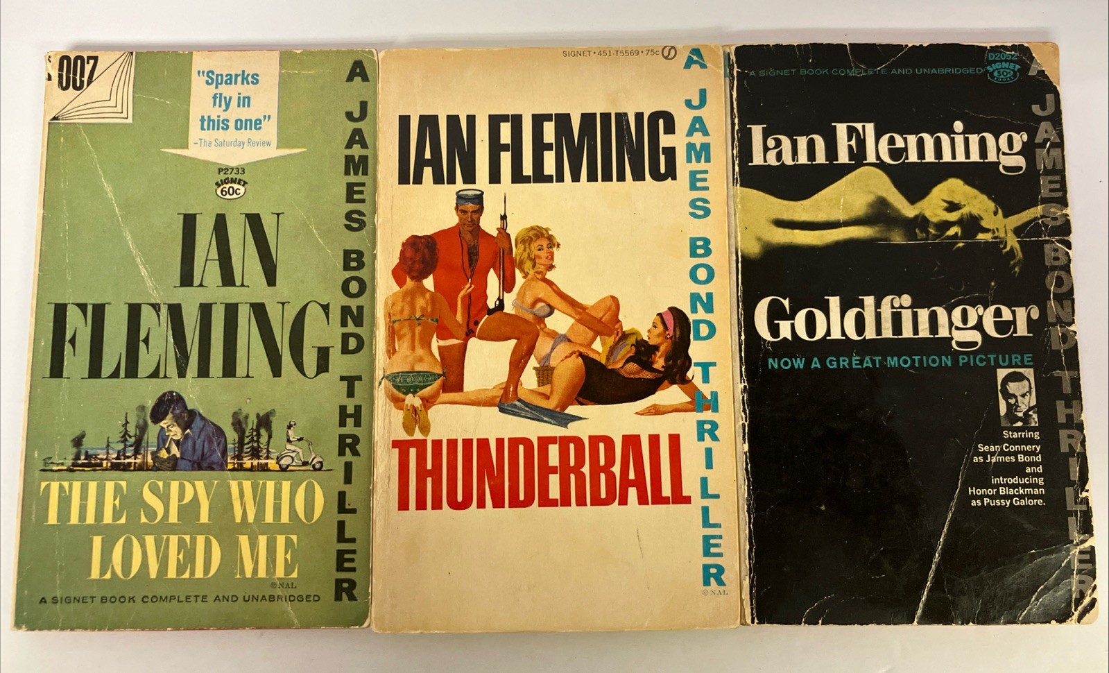 Ian Fleming James Bond Goldfinger Thunderball Lot 3 MMPBs 1959 ’61 ’62 Vintage