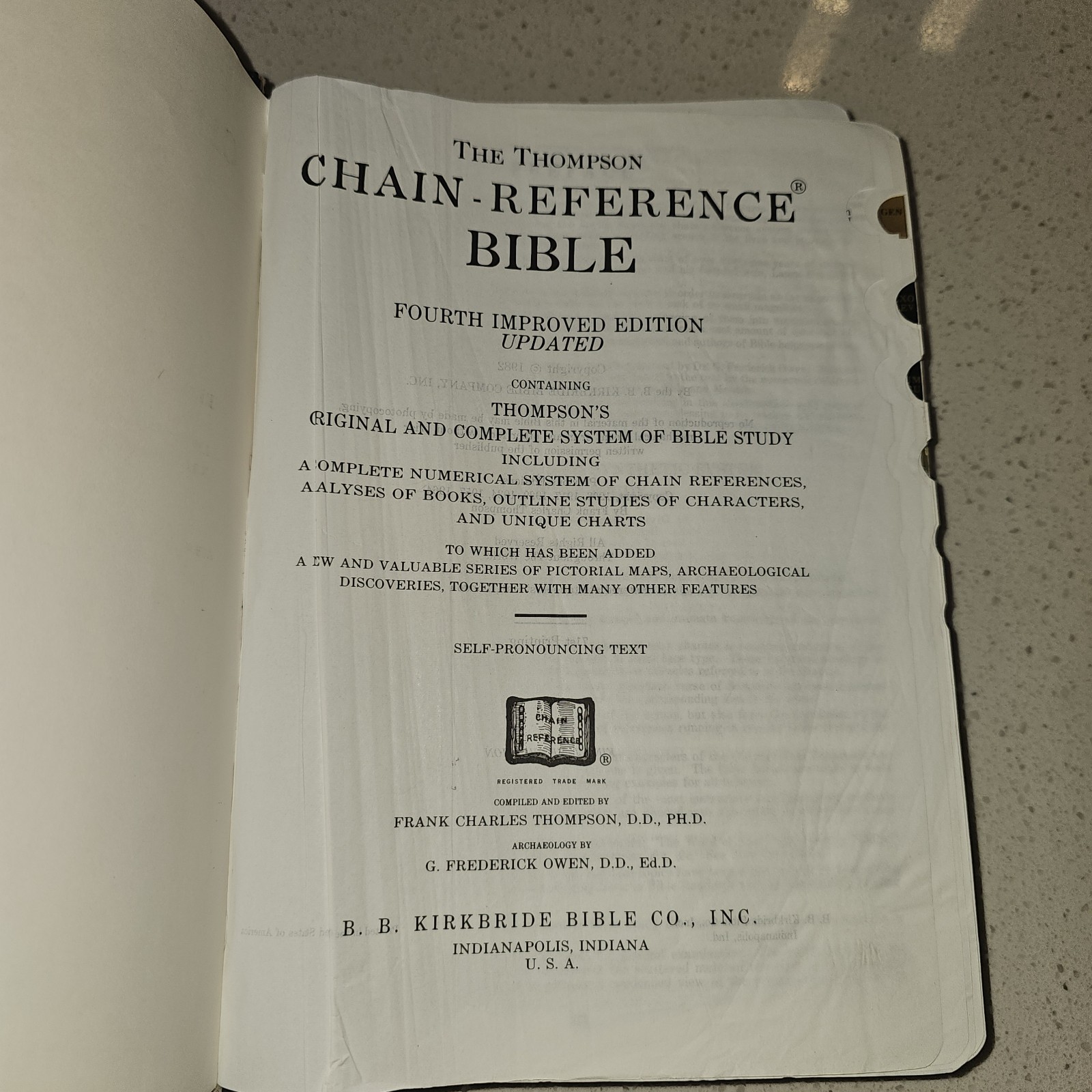 Thompson Chain-Reference Bible Red Letter Edition King James Version 1982 indexe