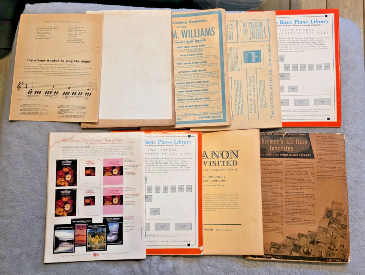 Vintage Piano Method & Sheet Music LOT of 8 Books + 8 Classical Lesson Pieces
