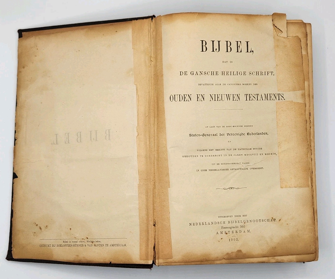 Antique 1902 Bijbel Amsterdam Dutch Netherlands Bible Old New Testament