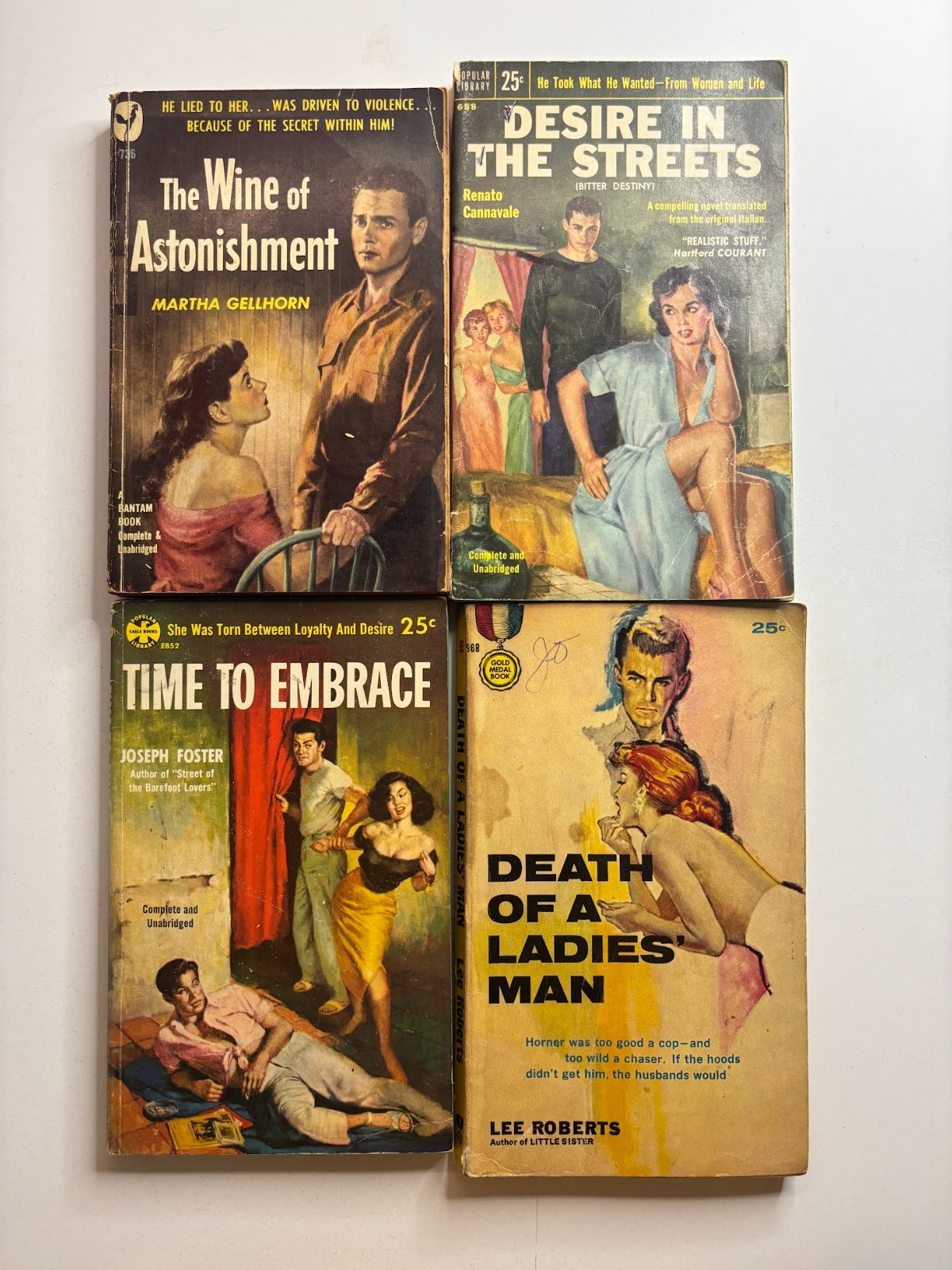 4 vintage paperbacks: Wine of Astonishment, Time to Embrace, Death Ladies‘ Man