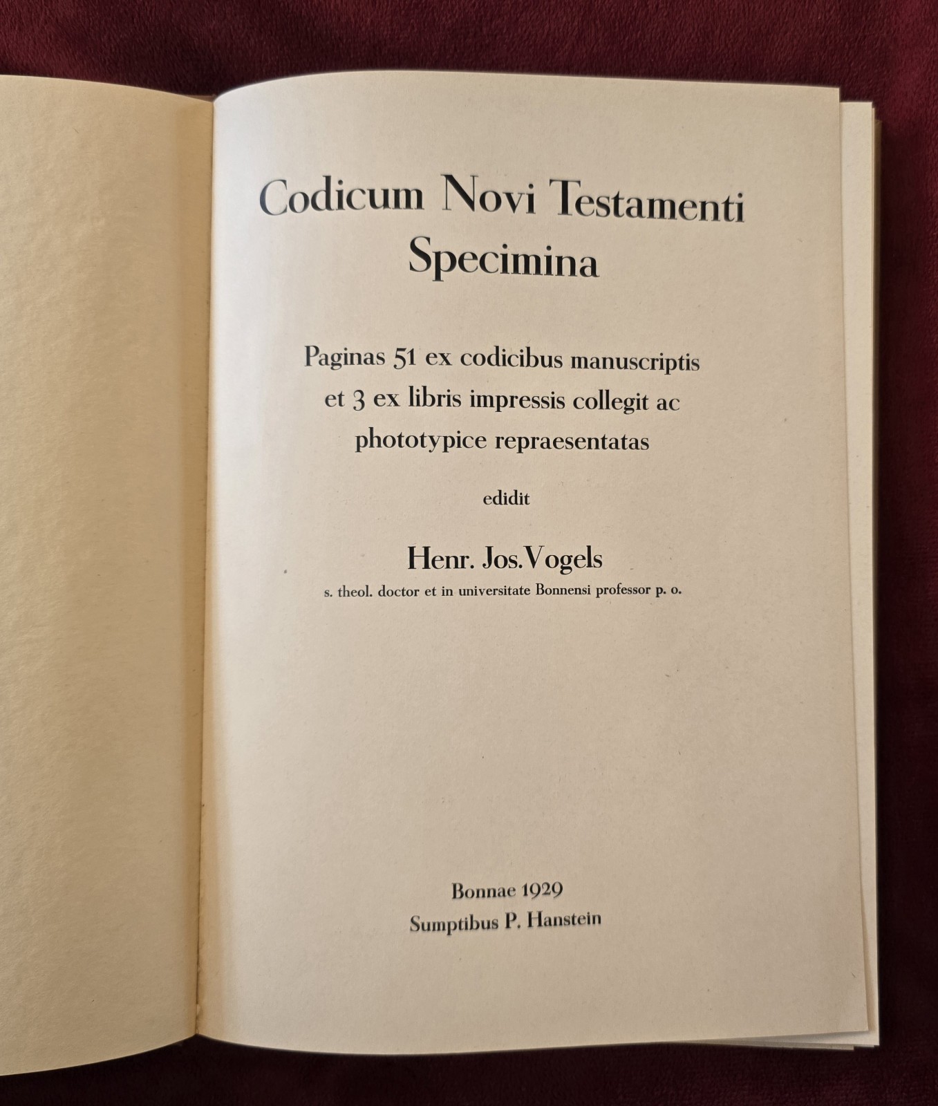 CODICUM NOVI TESTAMENTI SPECIMINA 1929 Vogels Manuscripts Slipcase Palaeography