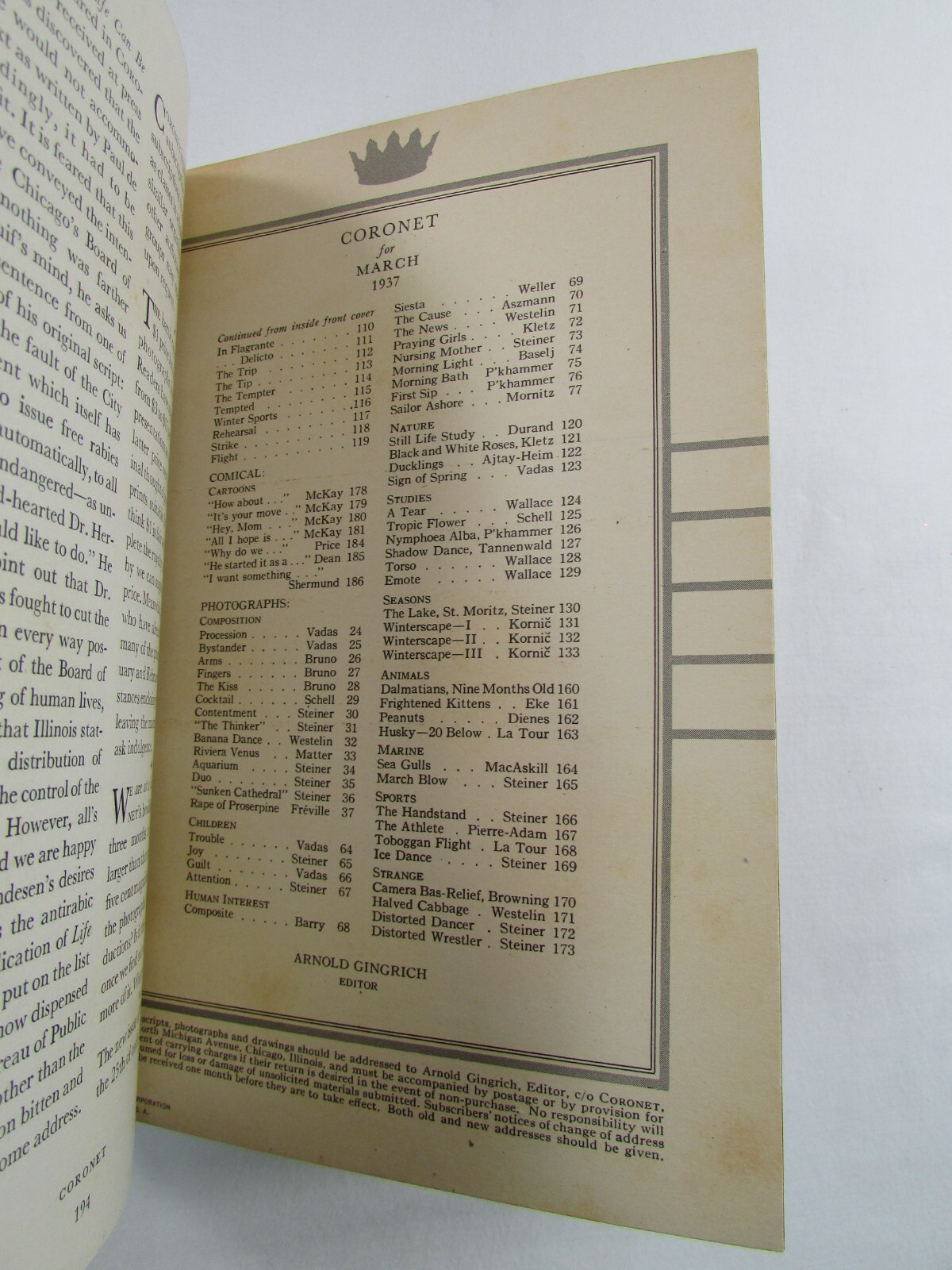 Bound Issues CORONET Magazines 1936- 1937 & 1948 Art Fiction Literature