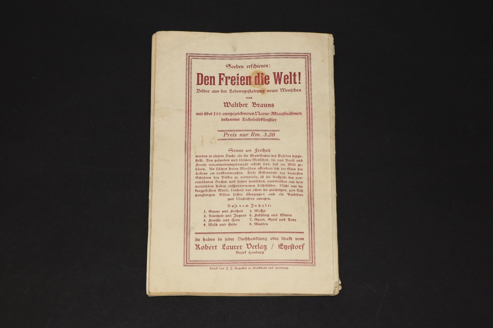 Die Freude. 1926/7. Antique German Free Lifestyle Magazine