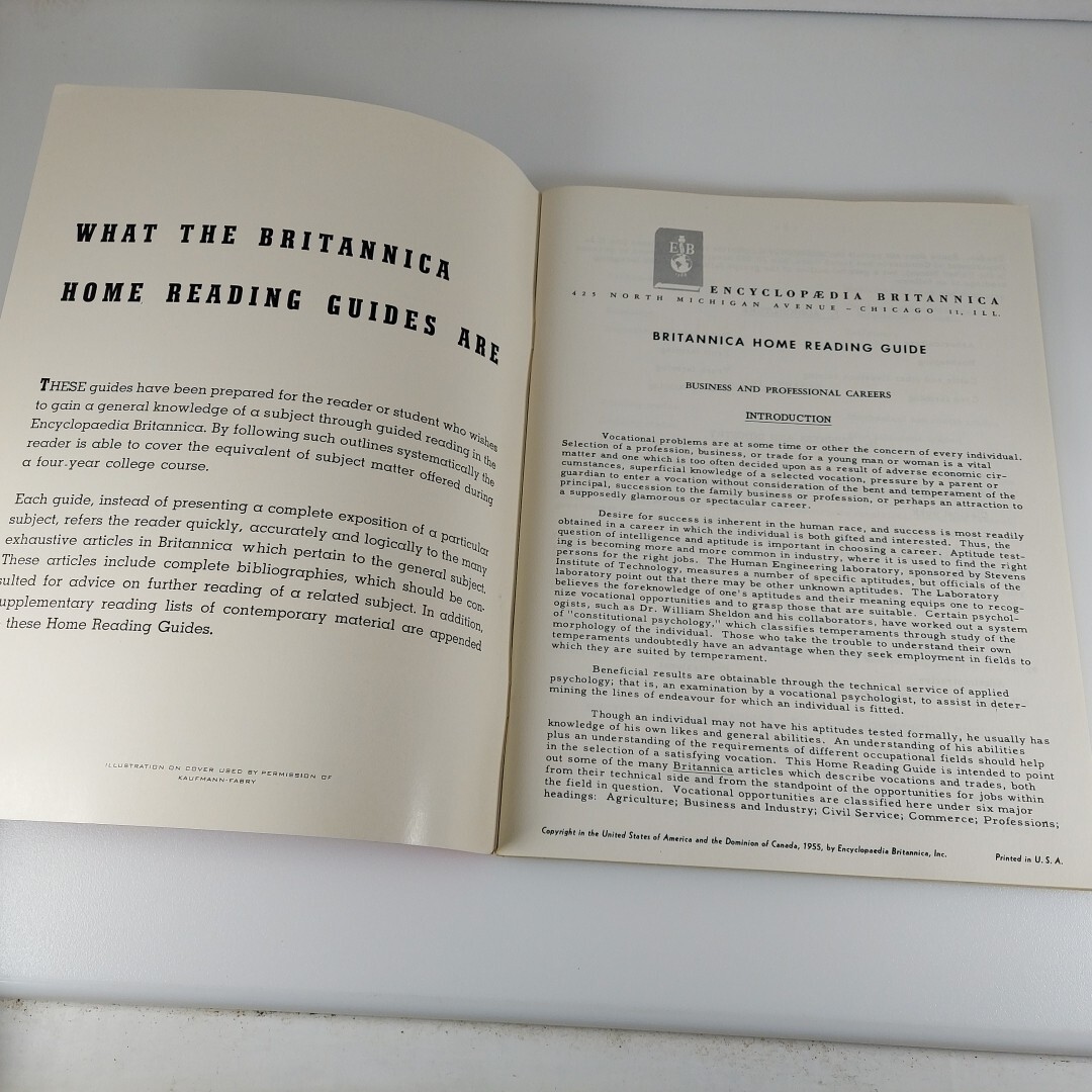 Encyclopedia Britannica Home Reading Guide Business And Professional Careers