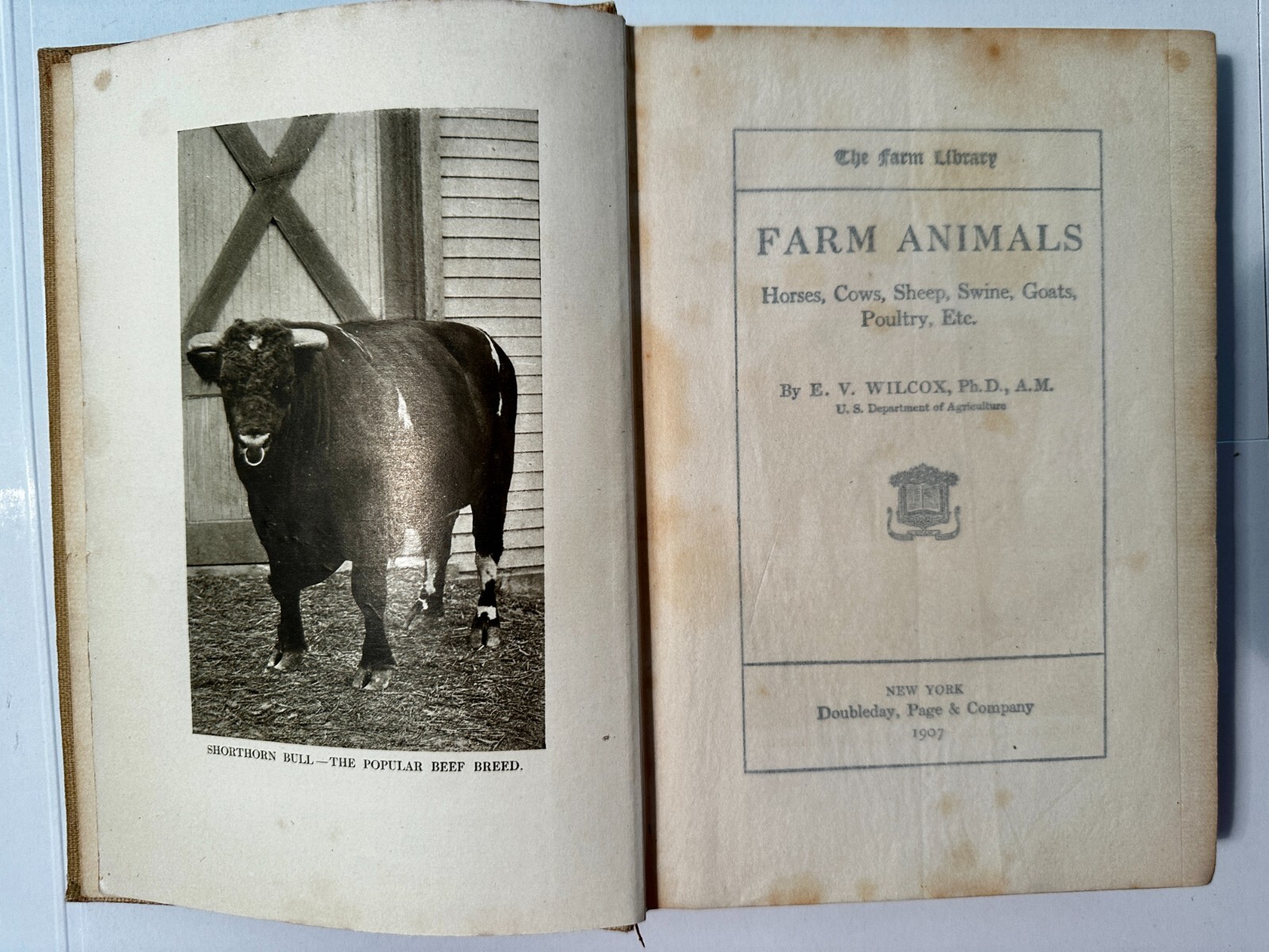 Farm Animals by E. V. Wilcox-Doubleday Page & Company-1907-SHIPS FREE!