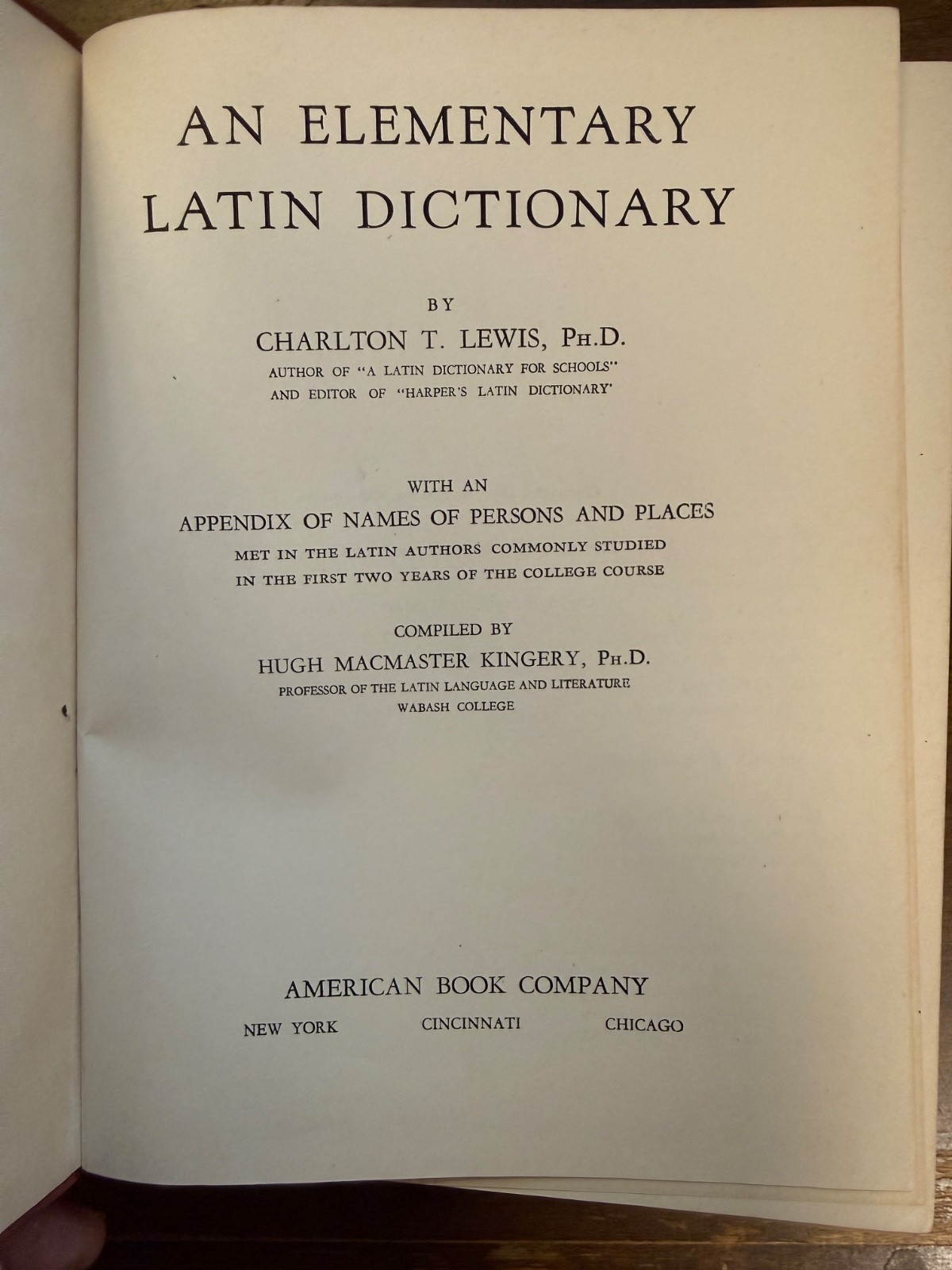 An Elementary Latin Dictionary by Charlton T. Lewis (HC 1918)