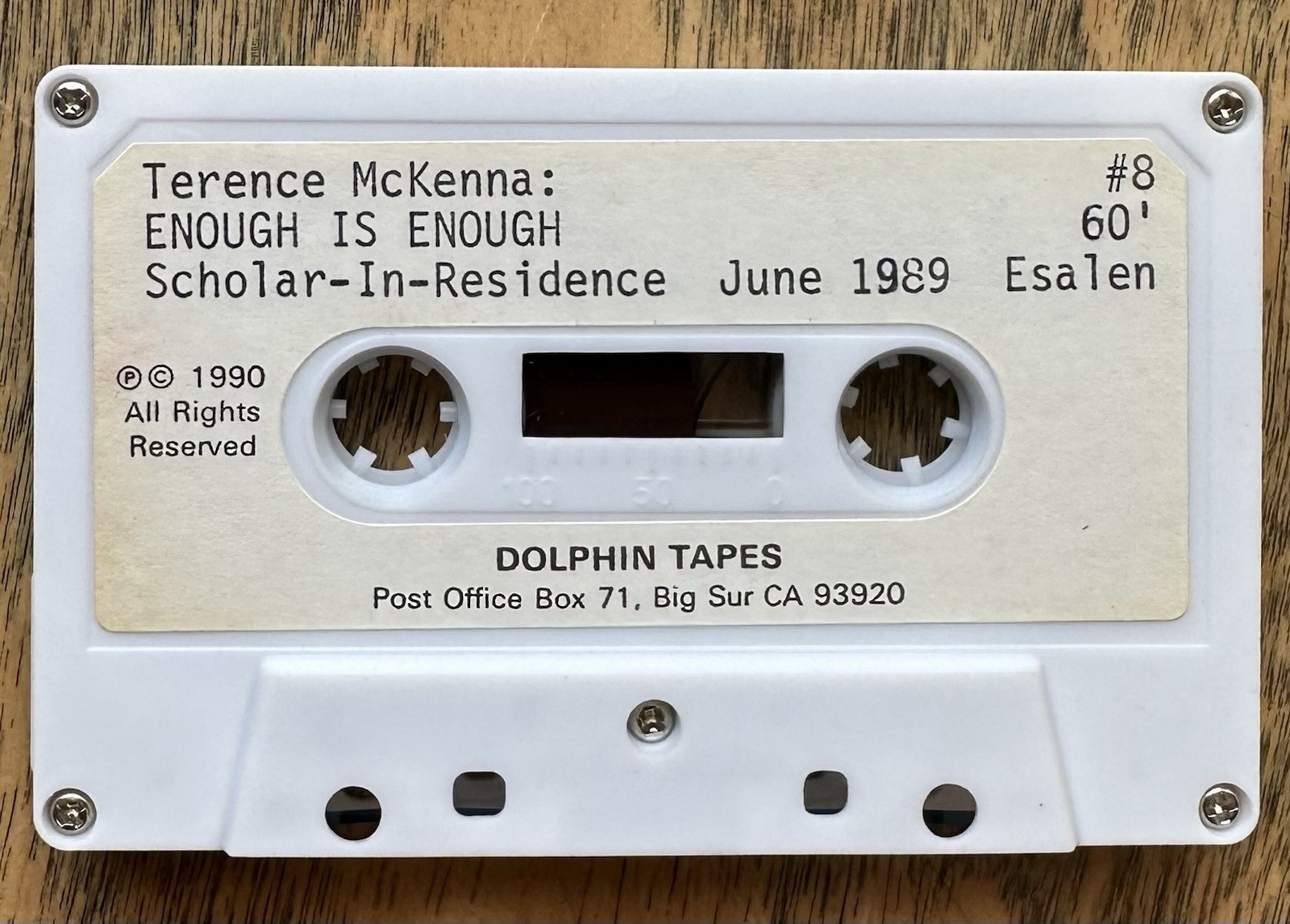 Terence Mckenna June 1989 Enough is Enough 60′ Audio Recording psychedelic Exper