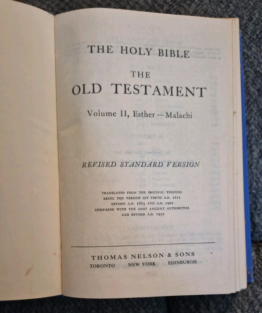 1952 Old Testament Volume 1 and 2 Revised Standard Version Nelson
