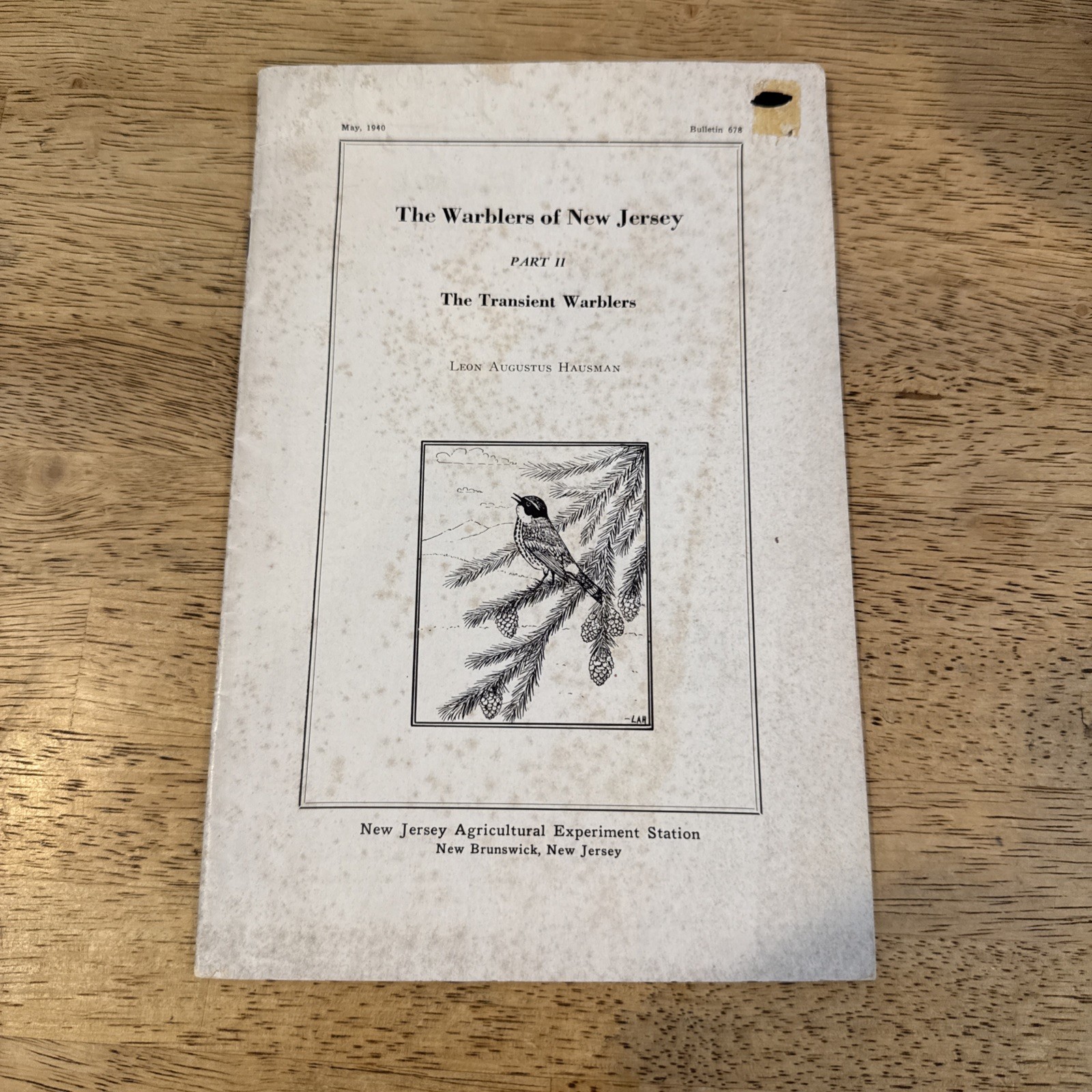 The Warblers Of New Jersey Part 2 1940 New Brunswick, New Jersey Booklet