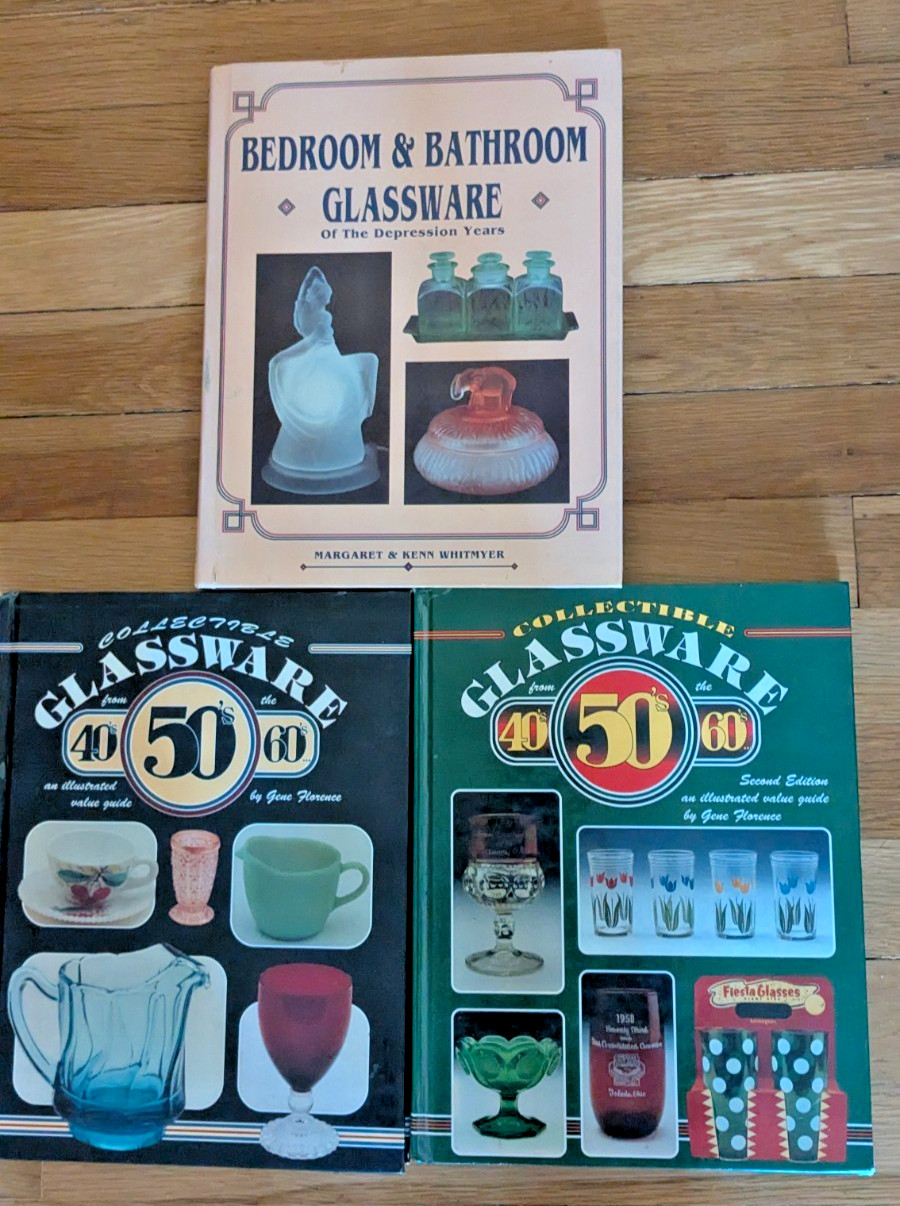 Lot of 3 Vintage Glassware Hardcover Reference Books-40’s,50’s, 60’s Bed & Bath