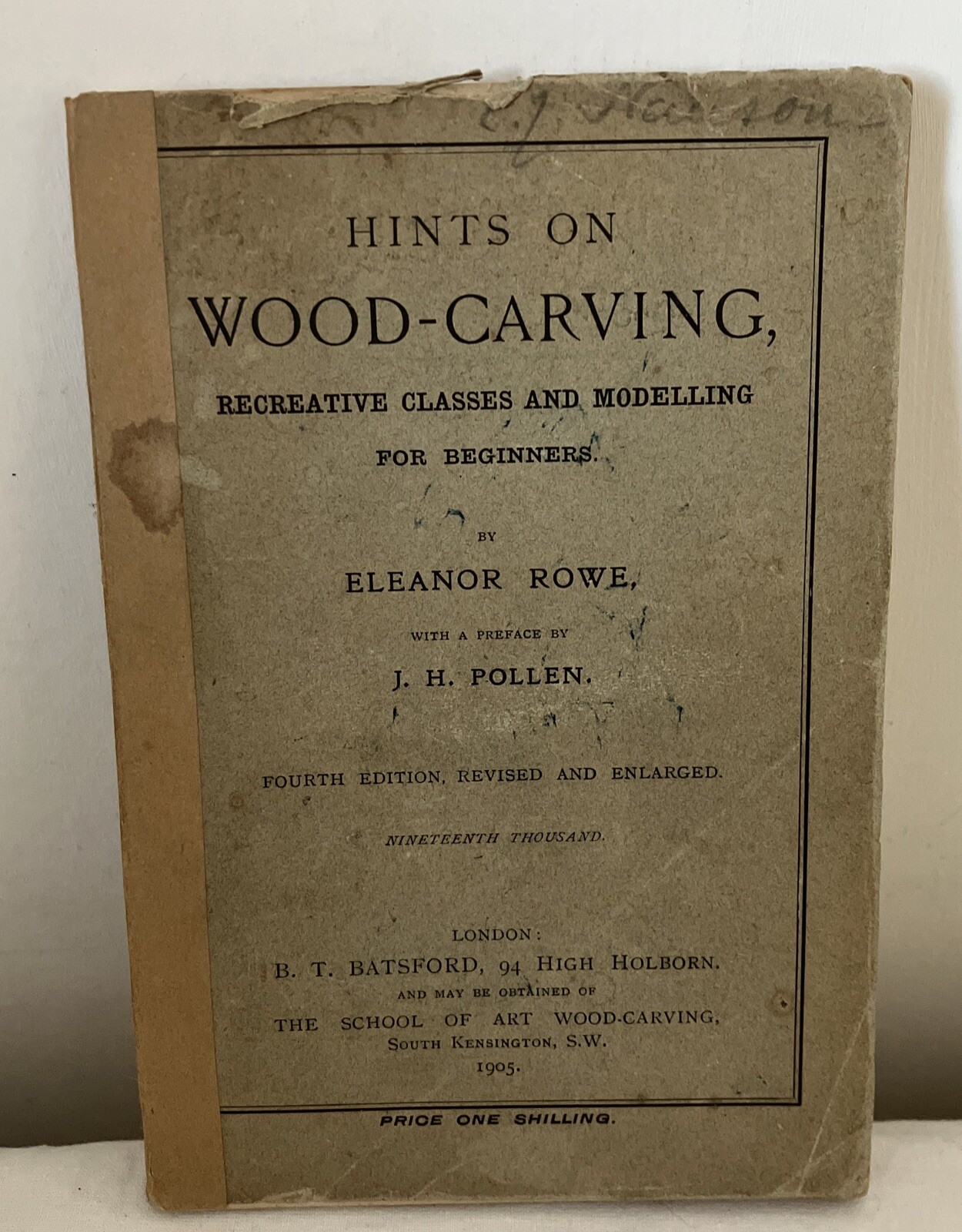 Hints On Wood Carving Eleanor Rowe 1905 Paperback Antique Books