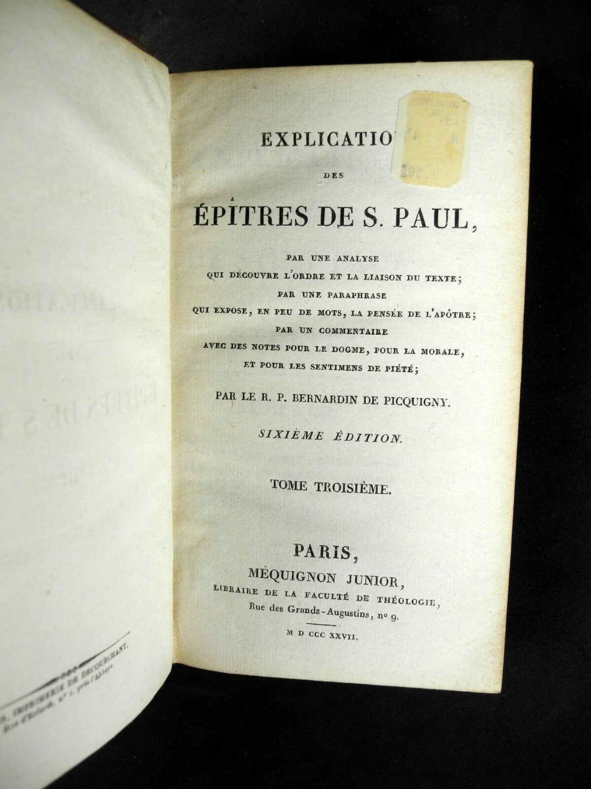 Explication Des Epitres De Saint Paul – 1827 – 3 Vols – French Text