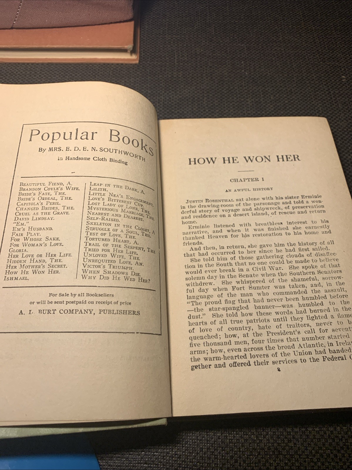 How He Won Her By Mrs. E.D.E.N. Southworth, Pub A.L. Burt
