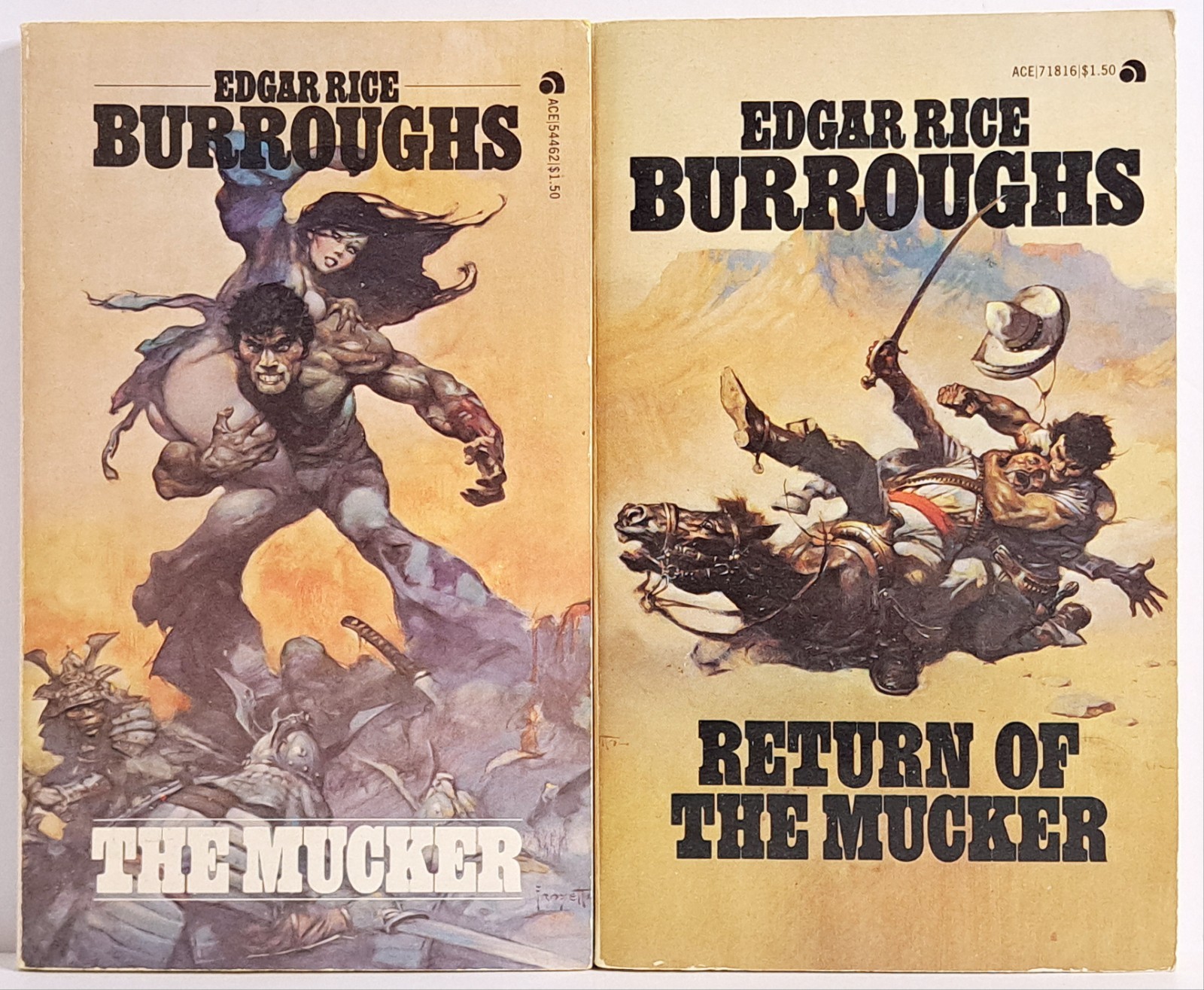The Mucker & Return Of The Mucker | Edgar Rice Burroughs ~ Ace PB Lot Frazetta