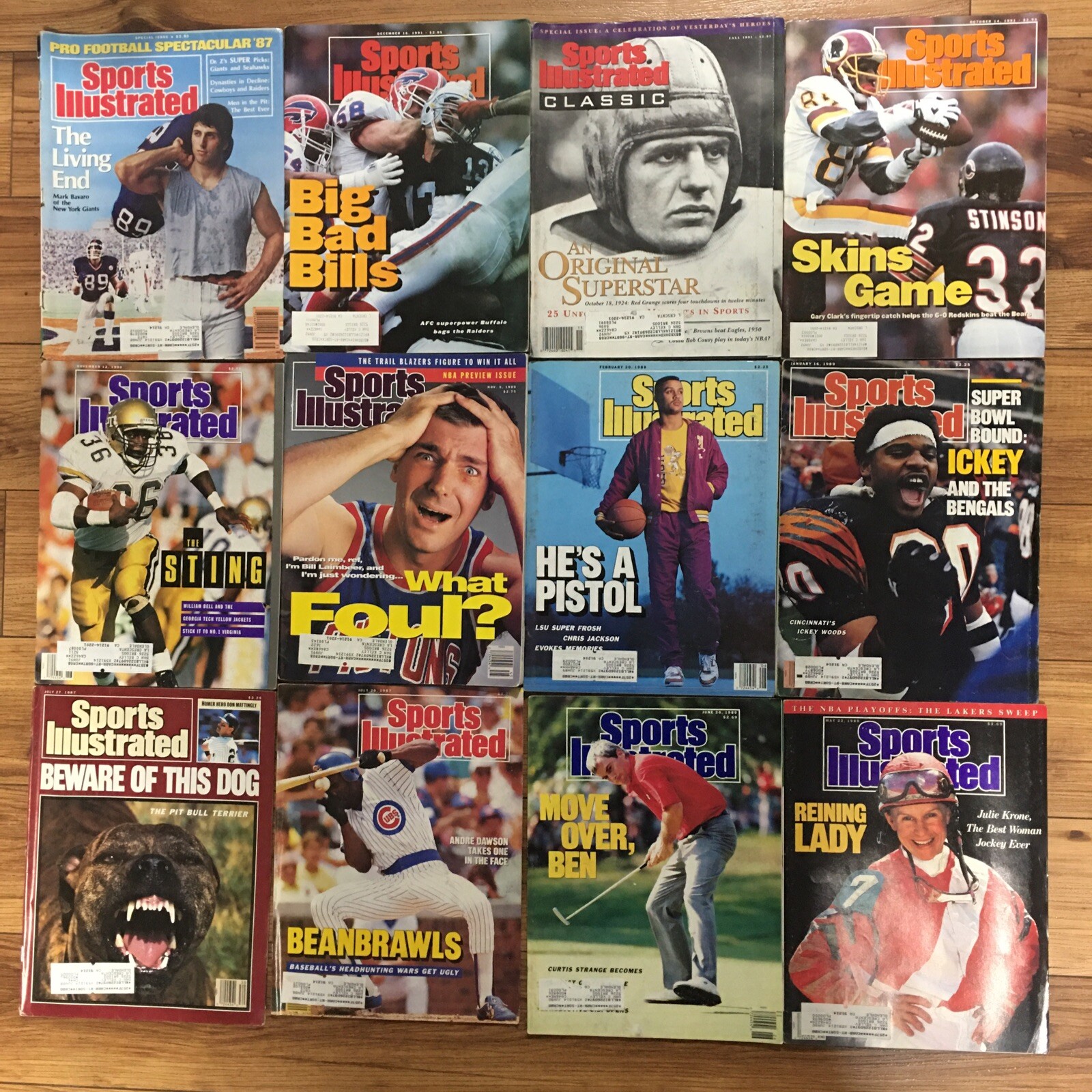 Sports Illustrated Lot 12 Mixed Issues Skins Game, Mark Bavaro, Big Bad Bills