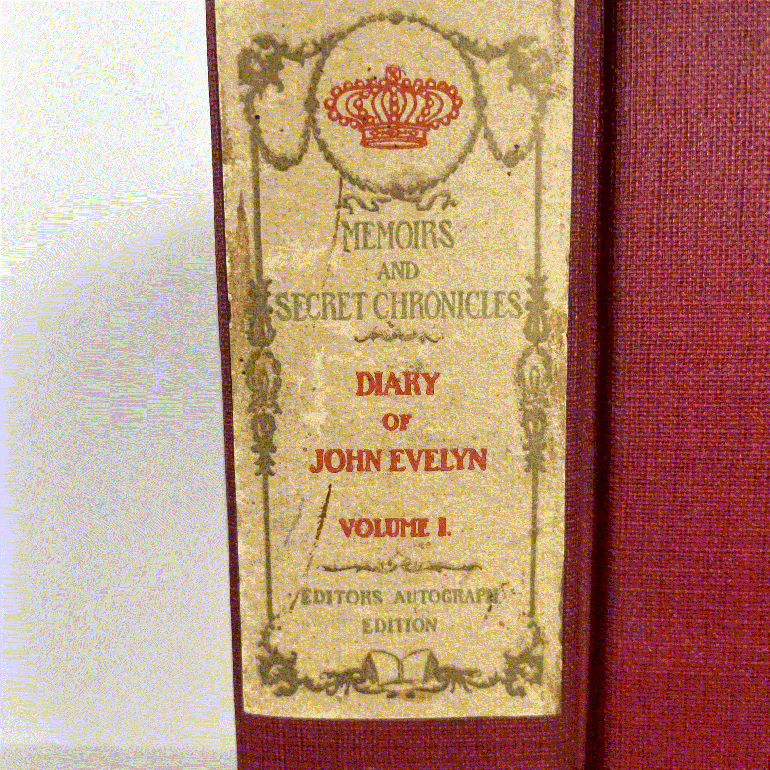 Memoirs & Secret Chronicles Diary of John Evelyn 1901 Editors Autograph Ed