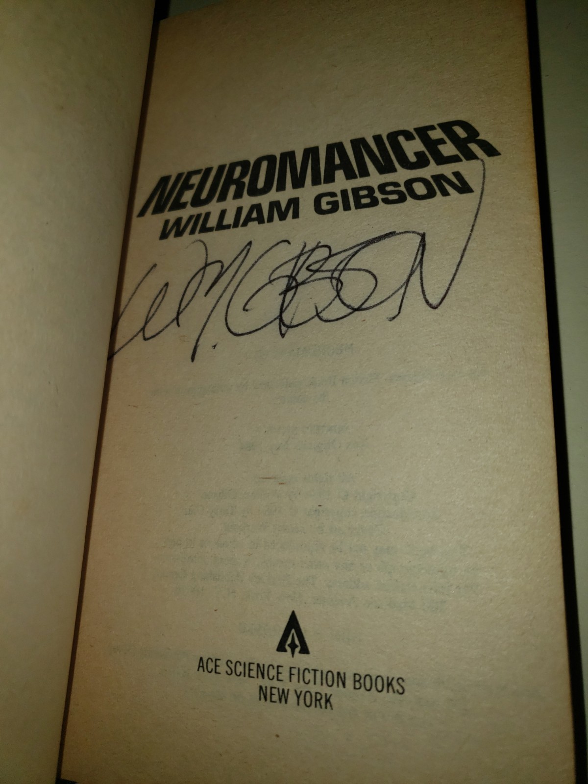 SIGNED NEUROMANCER 1ST PRINTING PAPERBACK ORIGINAL ACE 1984 WILLIAM GIBSON Hugo