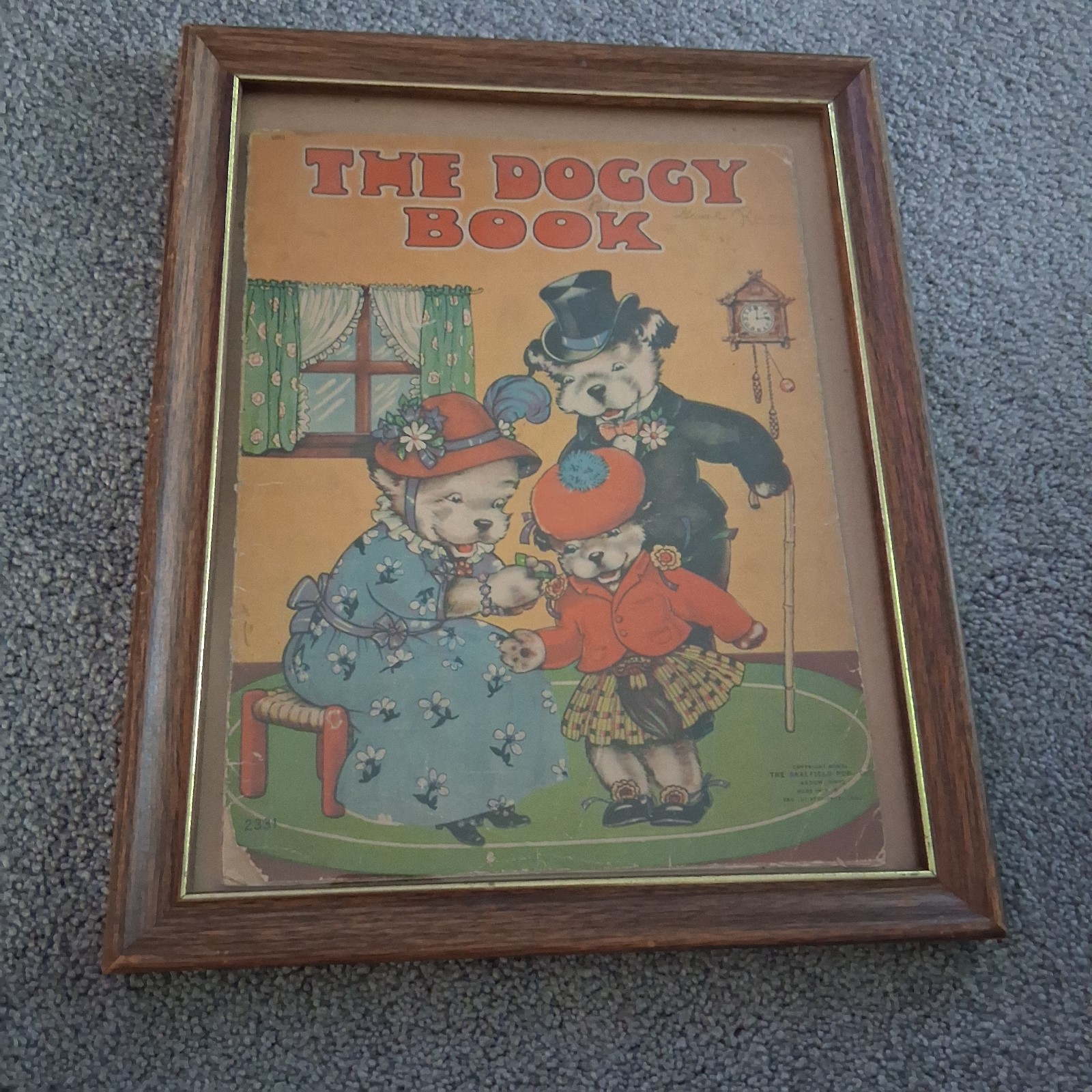 1940 The Doggy Book Cover Framed Wall Art Saalfield Publishing Anthropomorphic