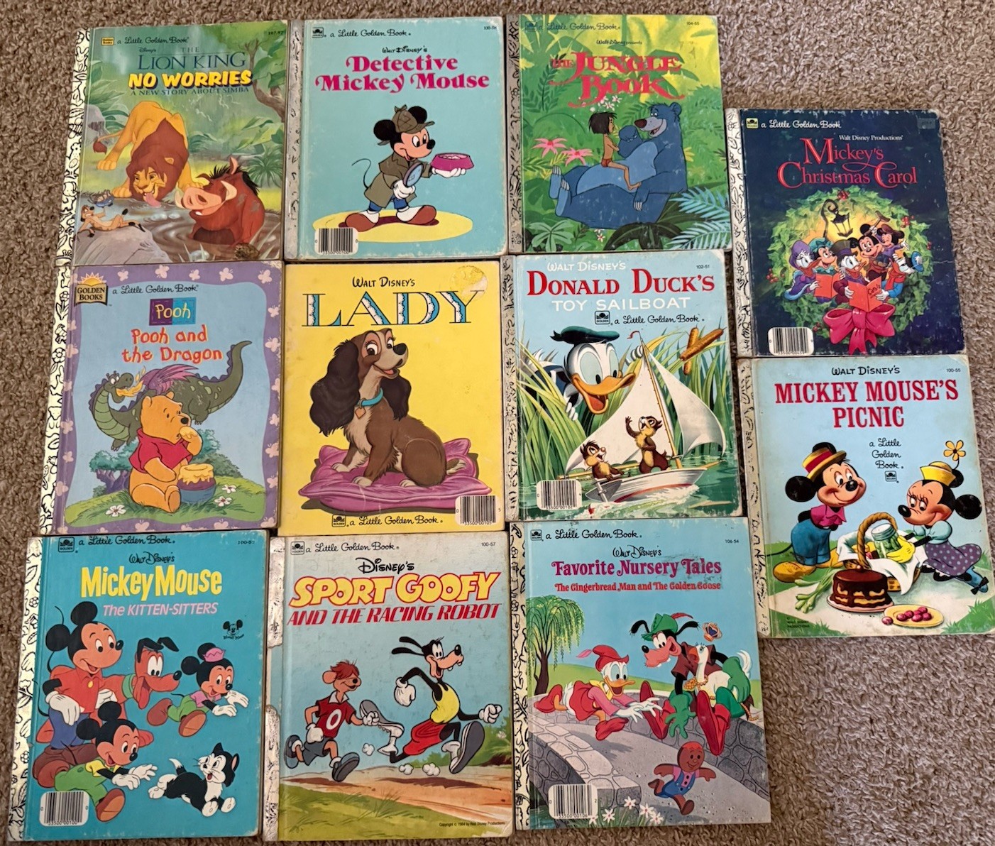Disney Little Golden Books Lot 11 Early A-E Printings Mickey Pooh Goofy