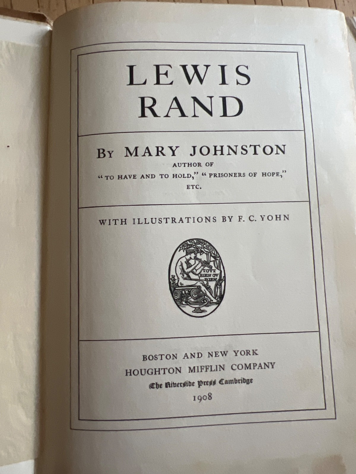 Lewis Rand by Mary Johnston 1908 First Edition with Color Illustrations