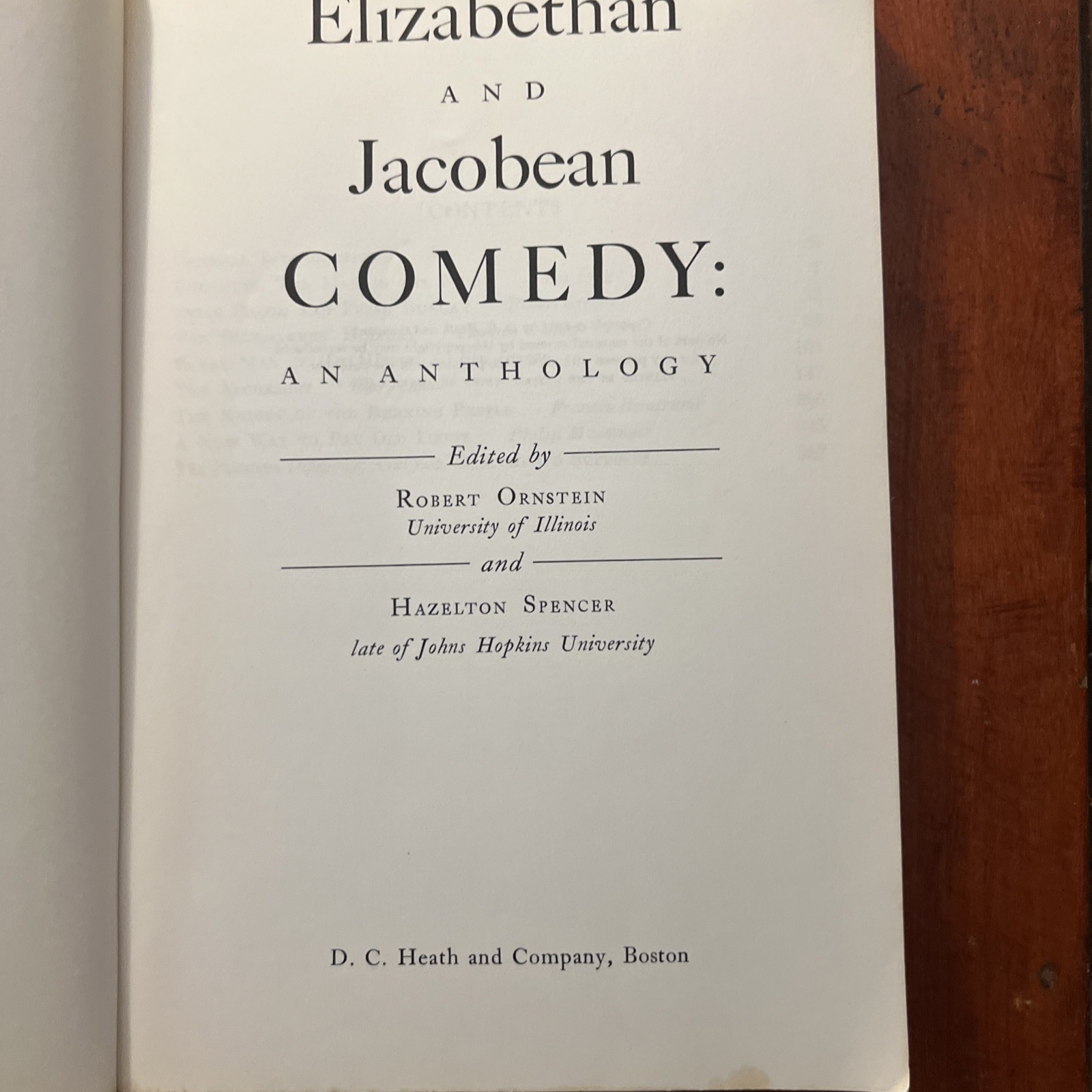 Elizabethan & Jacobean, comedy /Tragedy, Ornstein-Spencer 1964