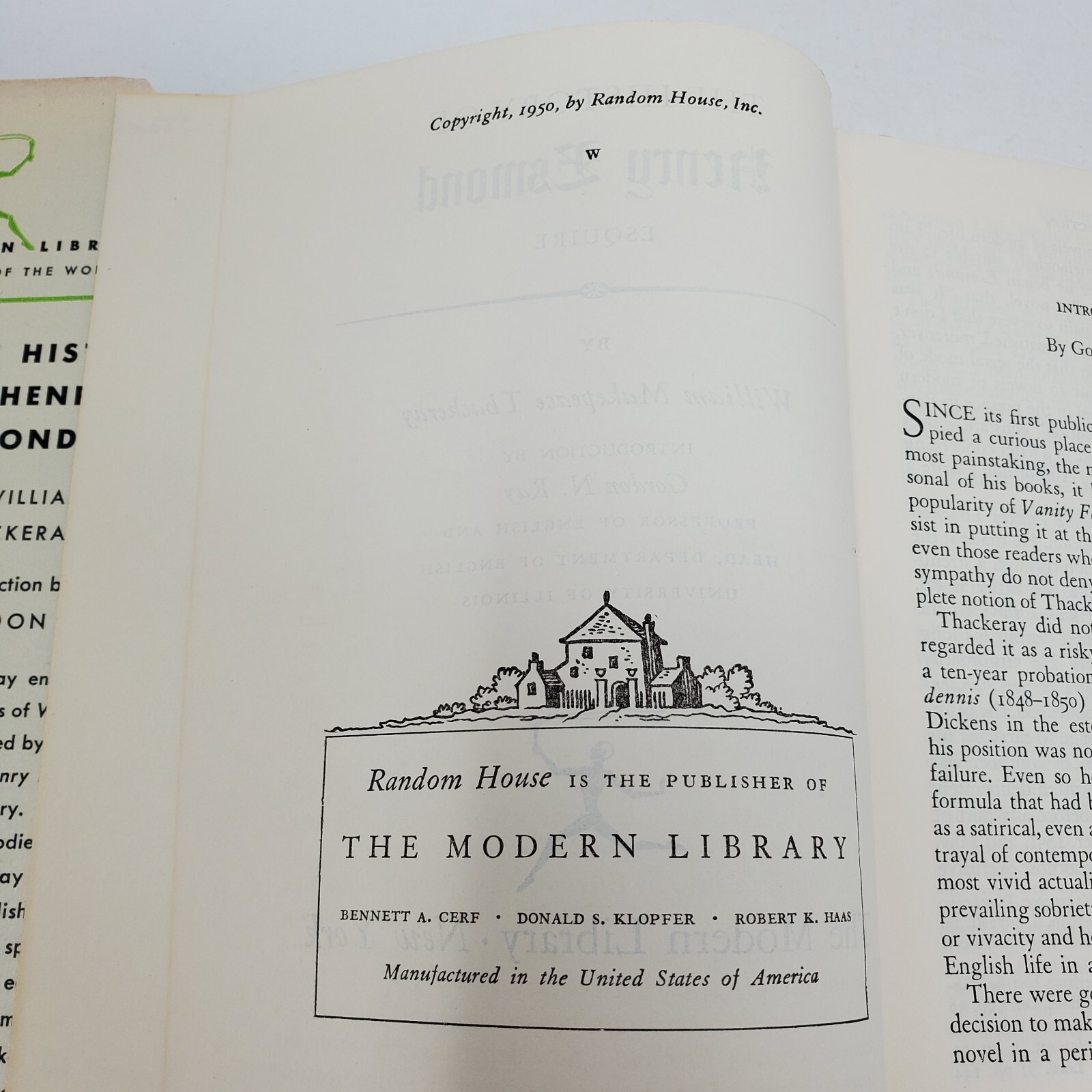The History of Henry Esmond by William M. Thackeray – Modern Library 80 – HC DJ
