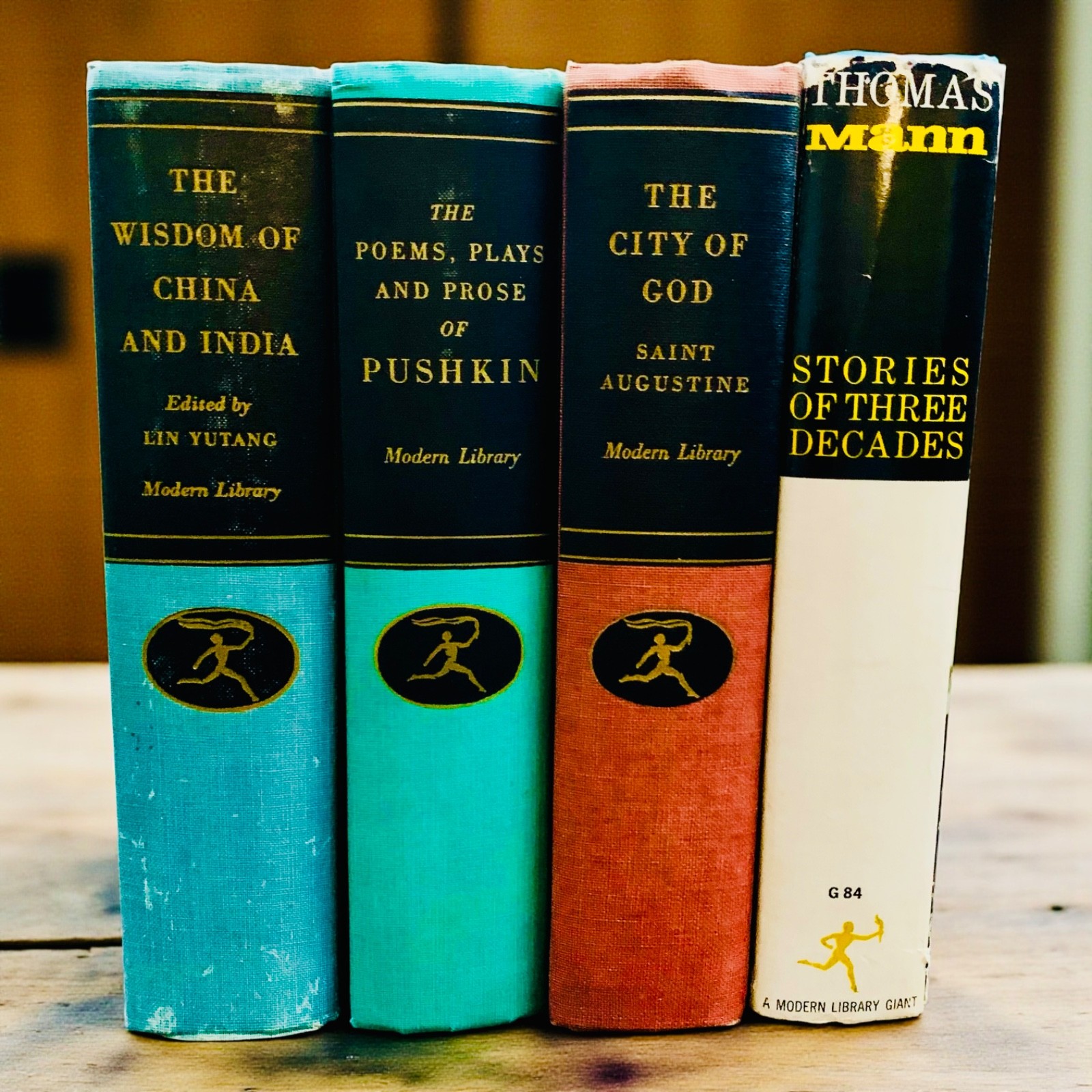 Vintage Modern Library GIANTS 4 Books Mid Century Decor Mann Pushkin Augustine