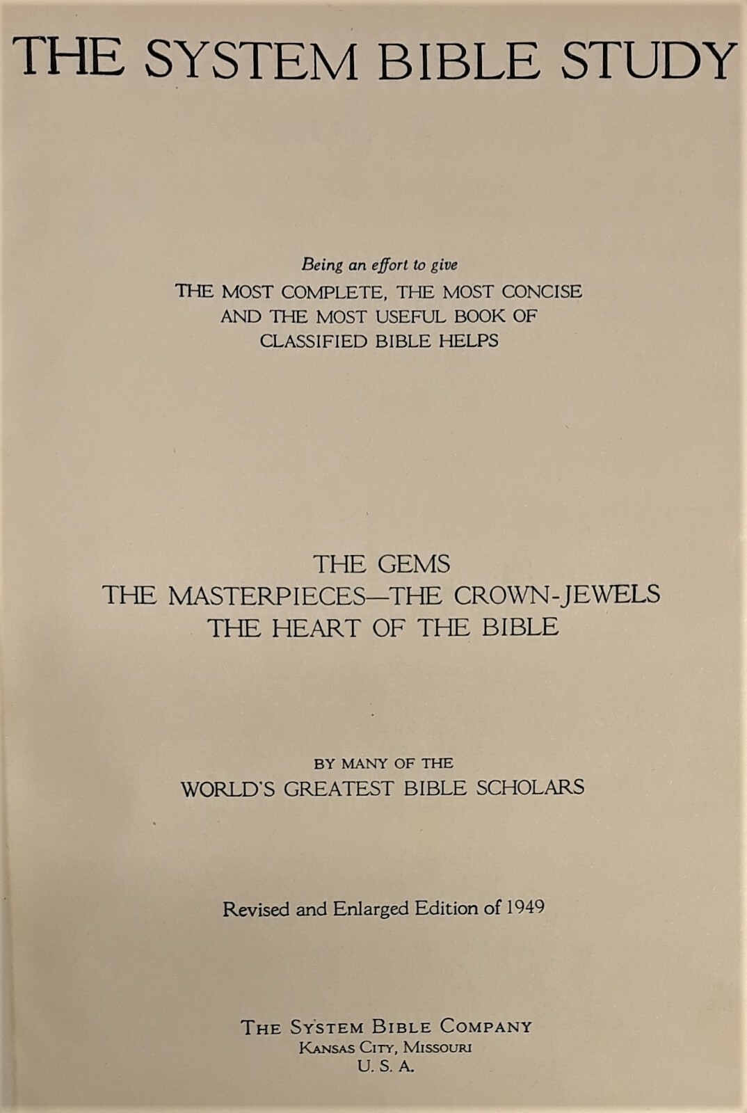 The System Bible Study, Helps, Gems, Revised Enlarged, Leather 1949