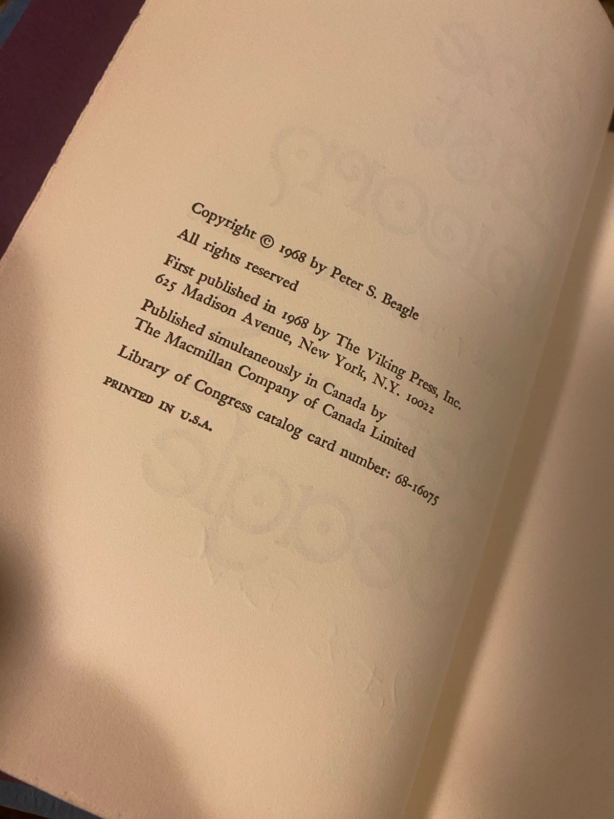 The Last Unicorn SIGNED Peter S. Beagle – First Edition/1st Print Hardcover 1968