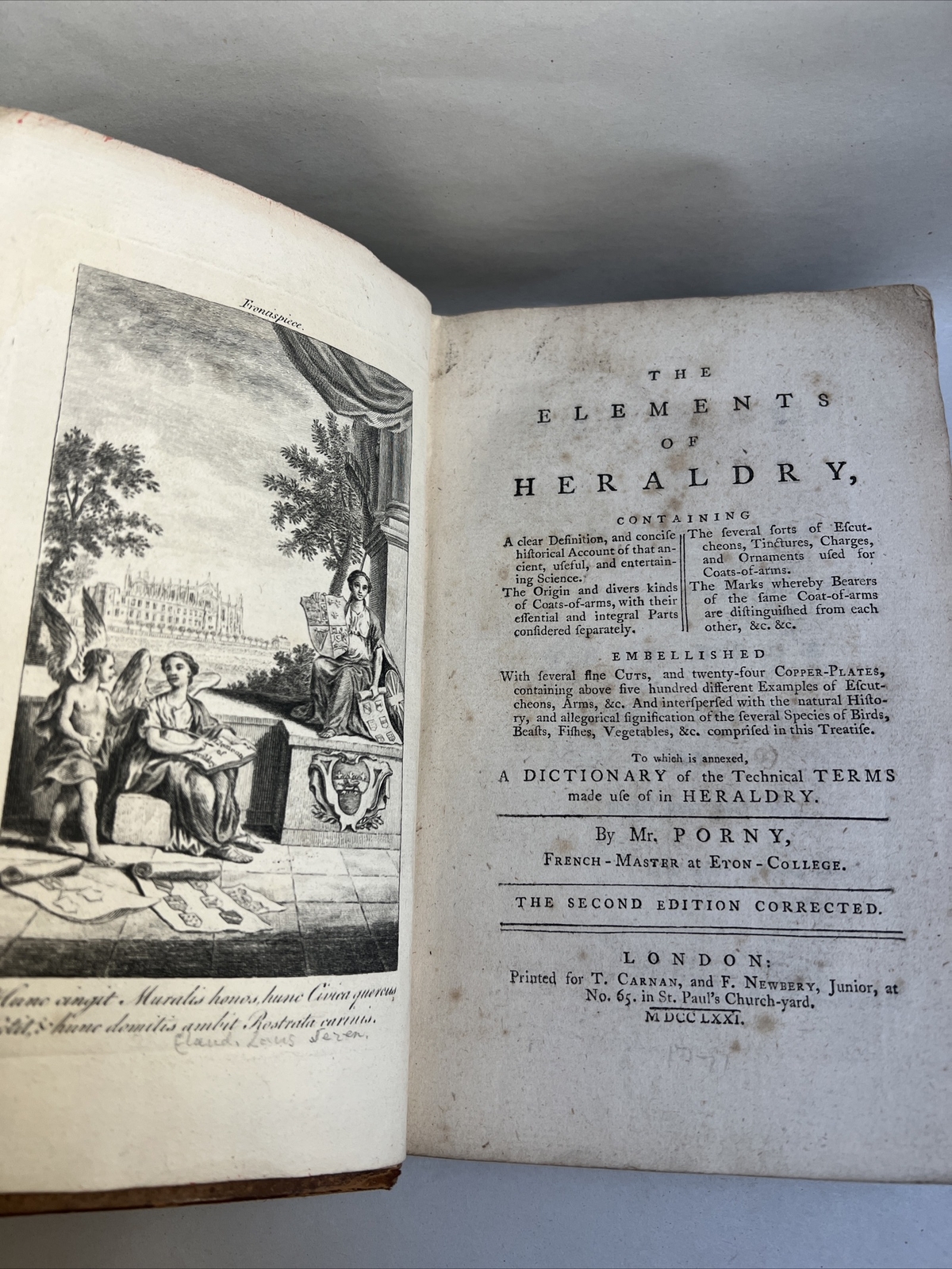 1771 The Elements of Heraldry by Porny – Coat of Arms of British Aristocrats #G9
