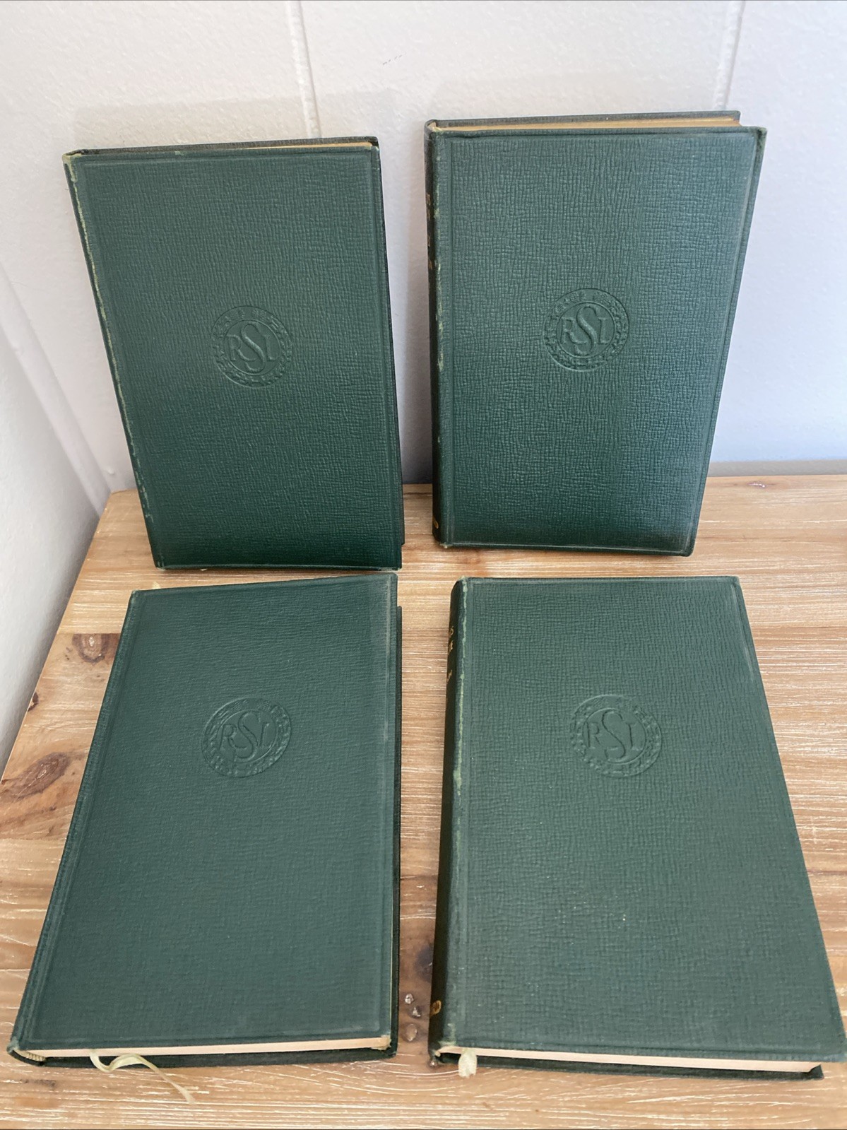 Antique Robert Louis Stevenson Green Soft Cover Books Set Of 4 Standard Gold