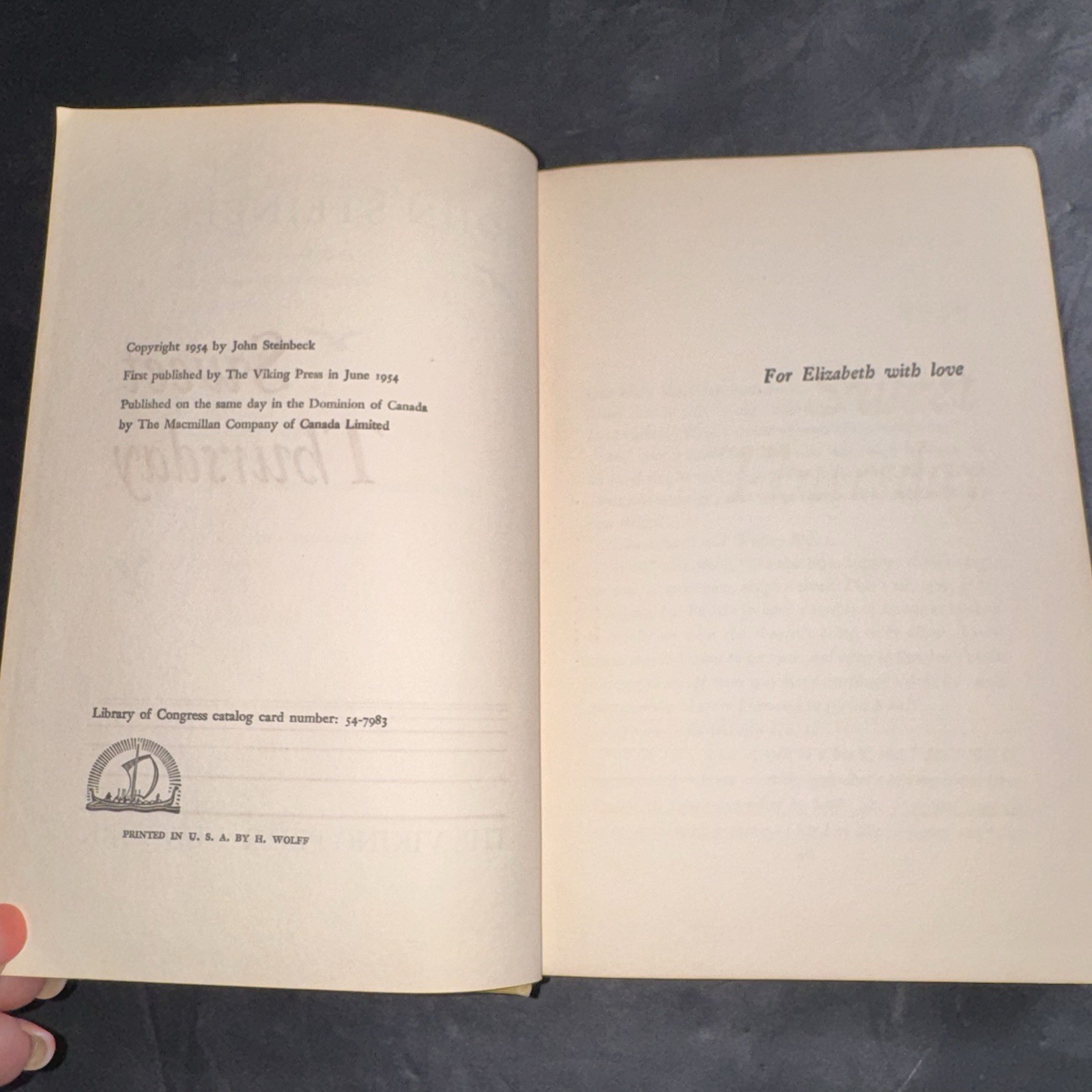 John Steinbeck Sweet Thursday 1954 Viking Press 1st Book Club Edition HC Book