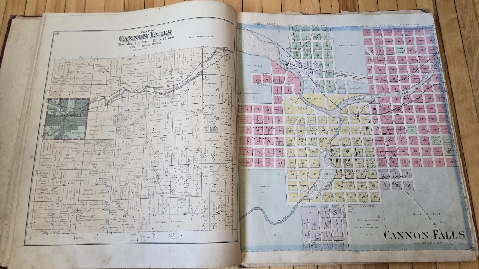 1894 Goodhue County Minnesota Plat Book Atlas HUGE Maps Red Wing Cannon Falls MN