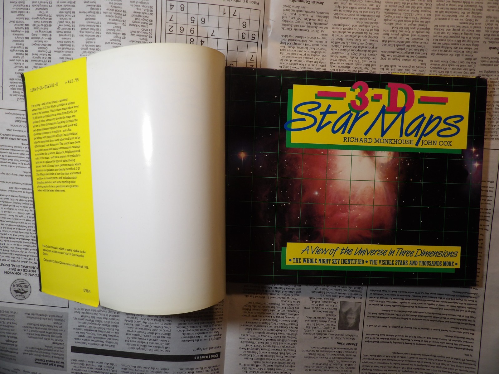 3-D Star Maps – Monkhouse – Cox – First Edition 1989 – NO GLASSES