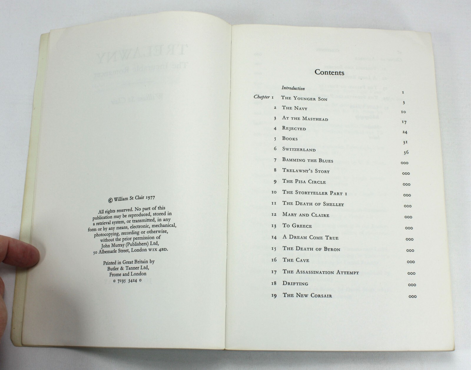 Trelawny; The Incurable Romancer, William St Clair. Author’s signed proof copy