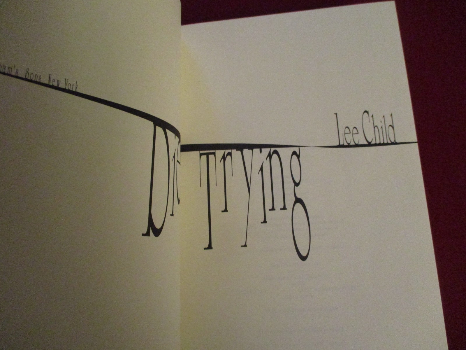 Die Trying by Lee Child (1998) First Printing ~ Jack Reacher Novel