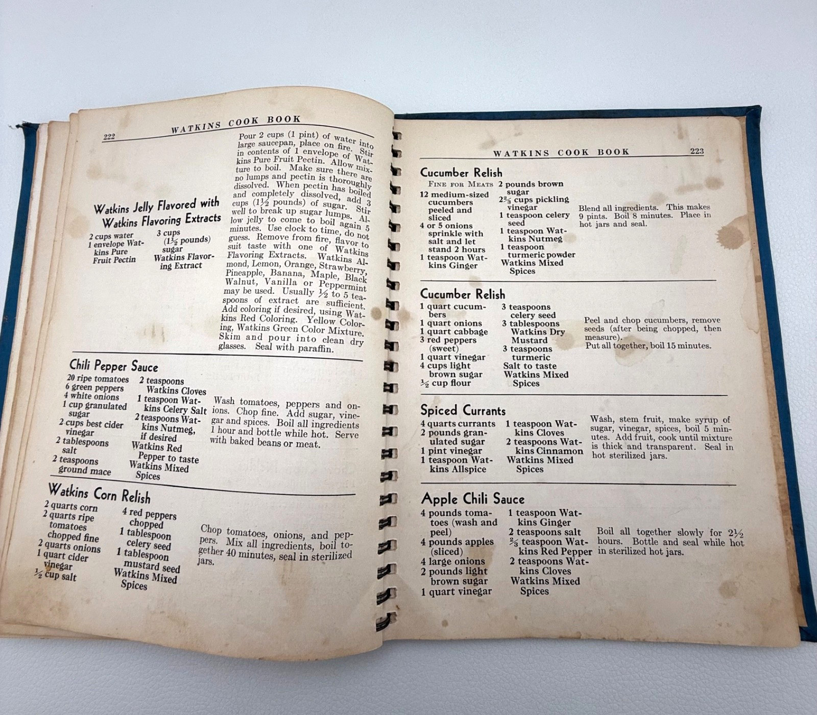 1938 Watkins Cook Book the J R Watkins Co Winona MN HC Spiral Bind 8.5×6.5