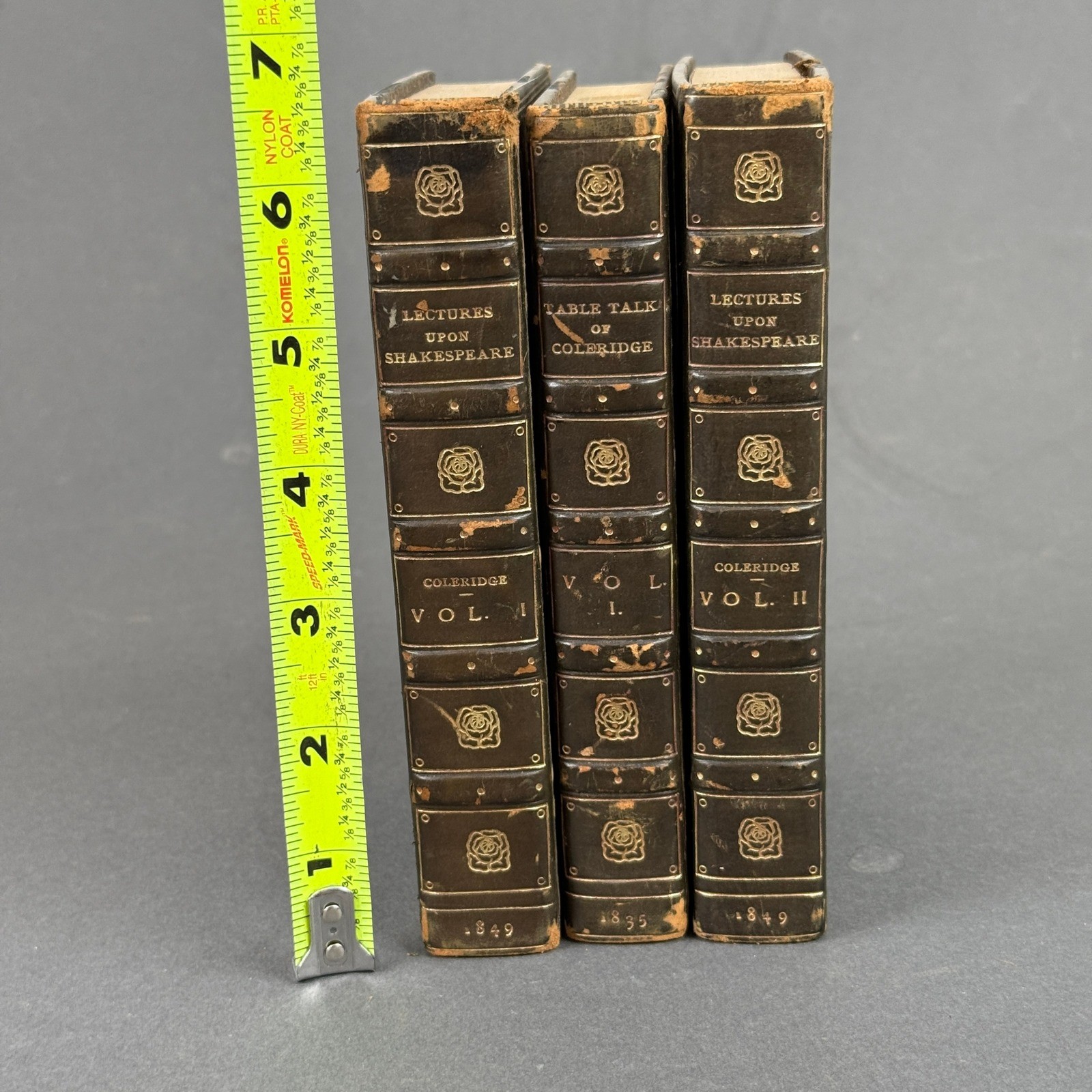 Antique William Pickering Coleridge Shakespeare Books Set 3 Vol Leather 1849