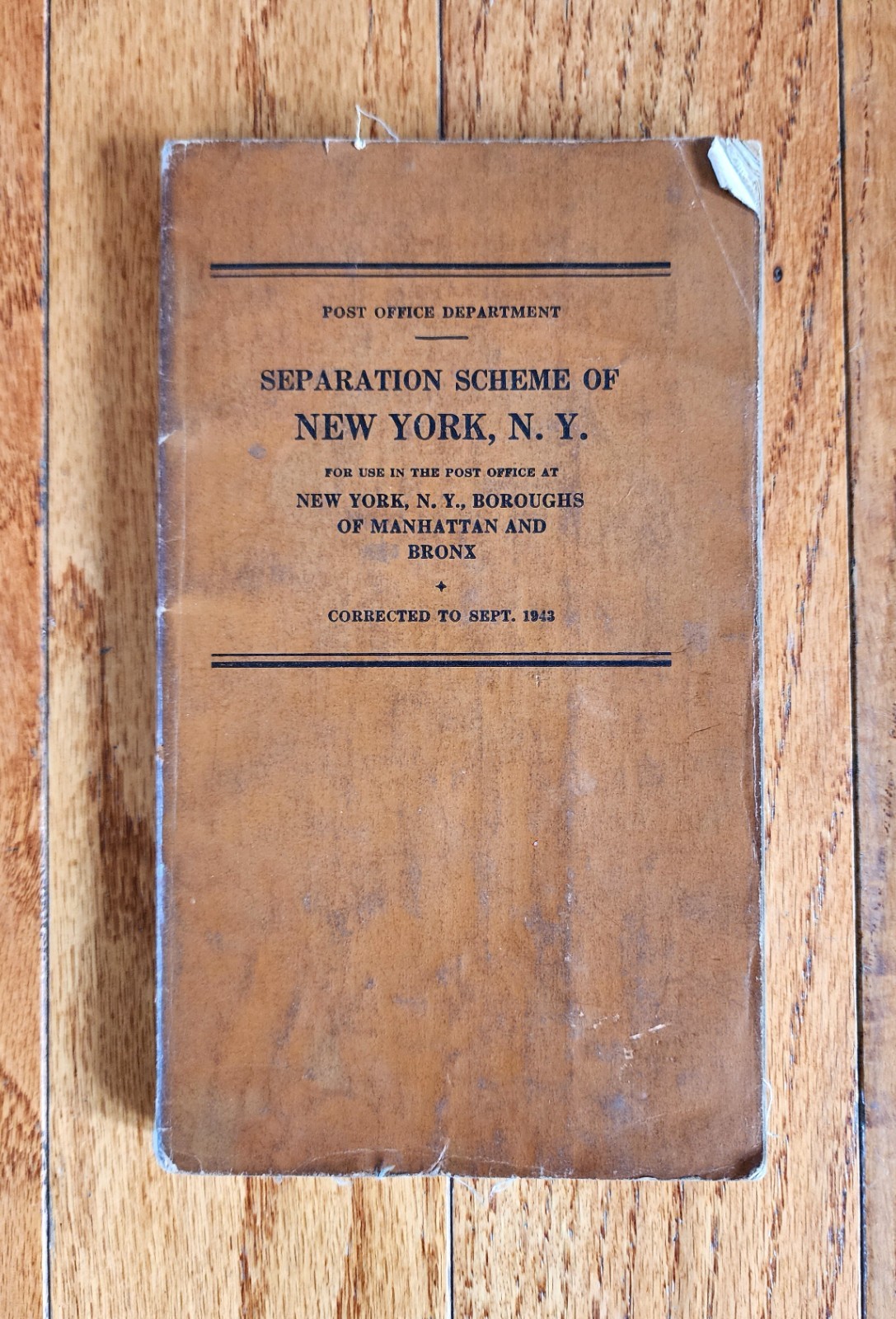 1943 POST OFFICE SEPARATION SCHEME OF NEW YORK NY BOROUGHS MANHATTAN BRONX USPS